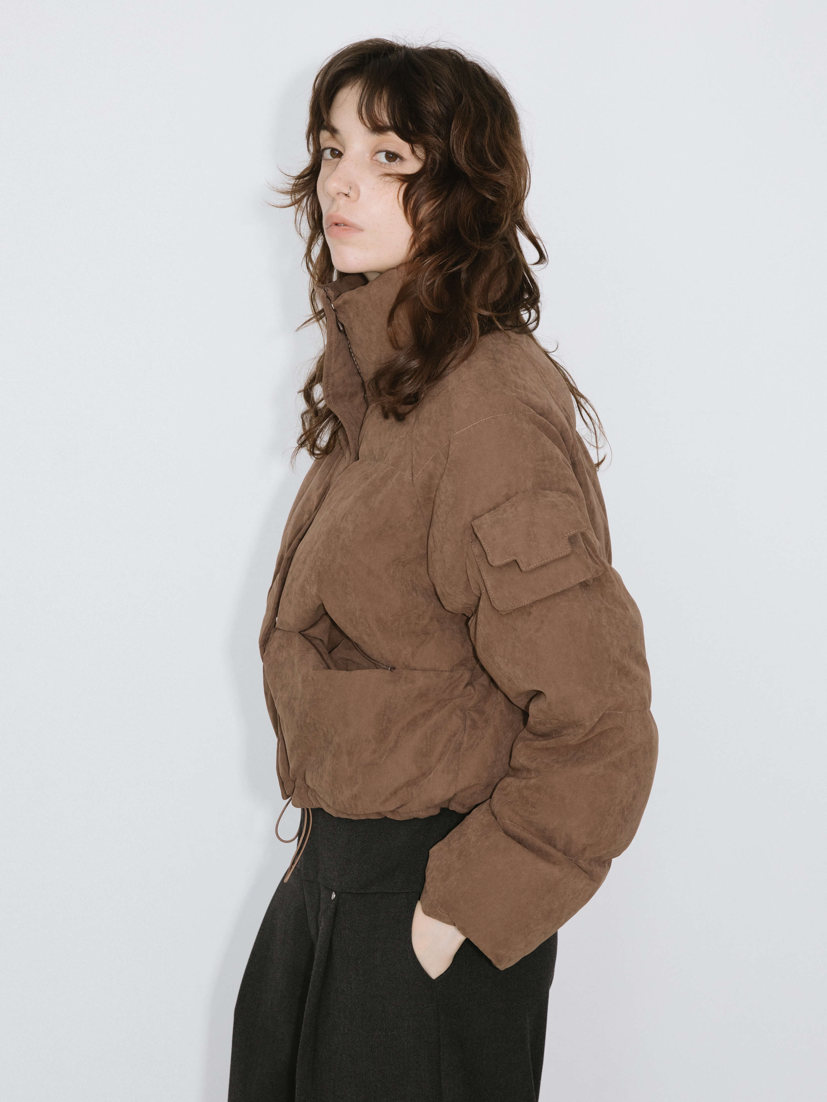 High Neck Short Puffer Down Coat - Image 12