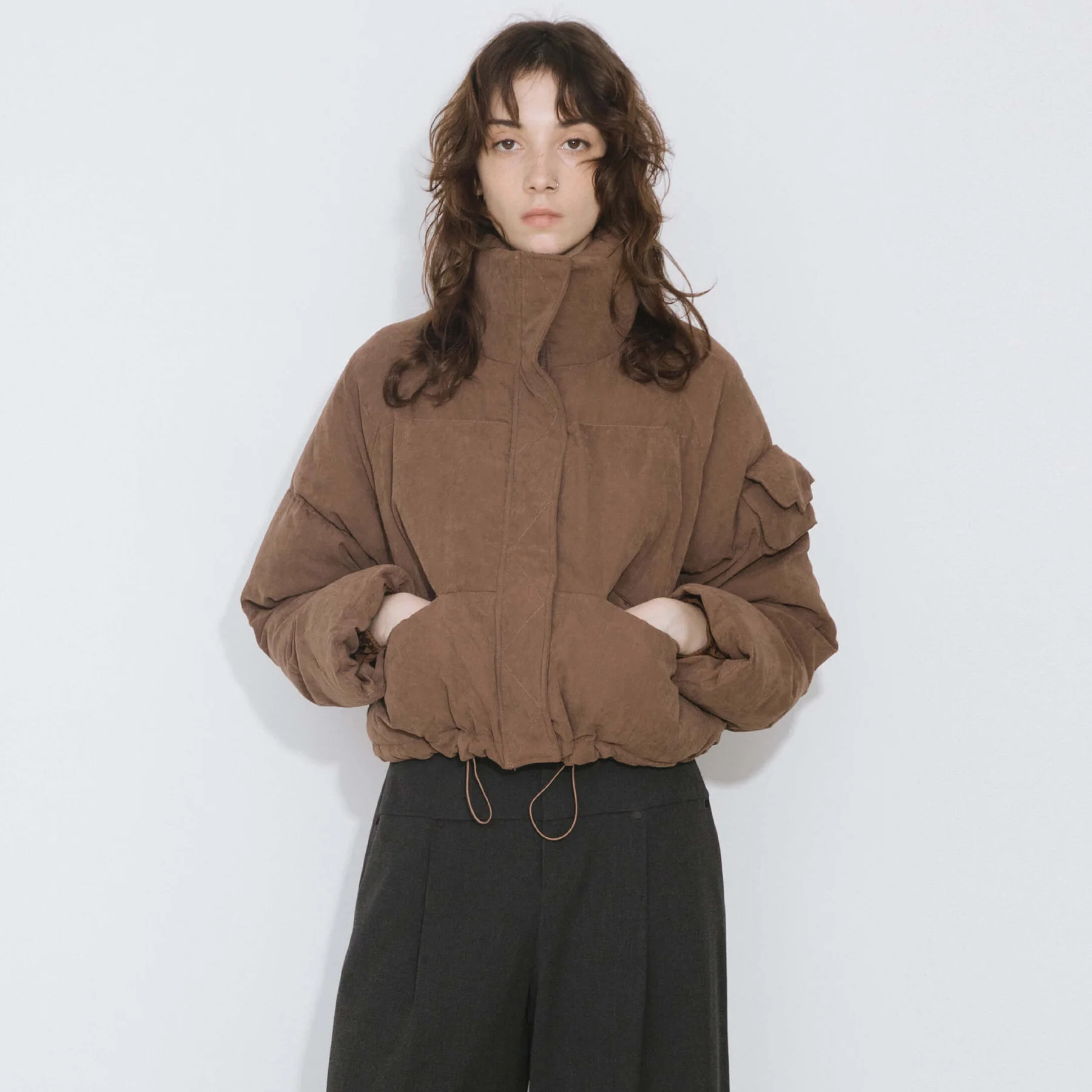 High Neck Short Puffer Down Coat - Image 13