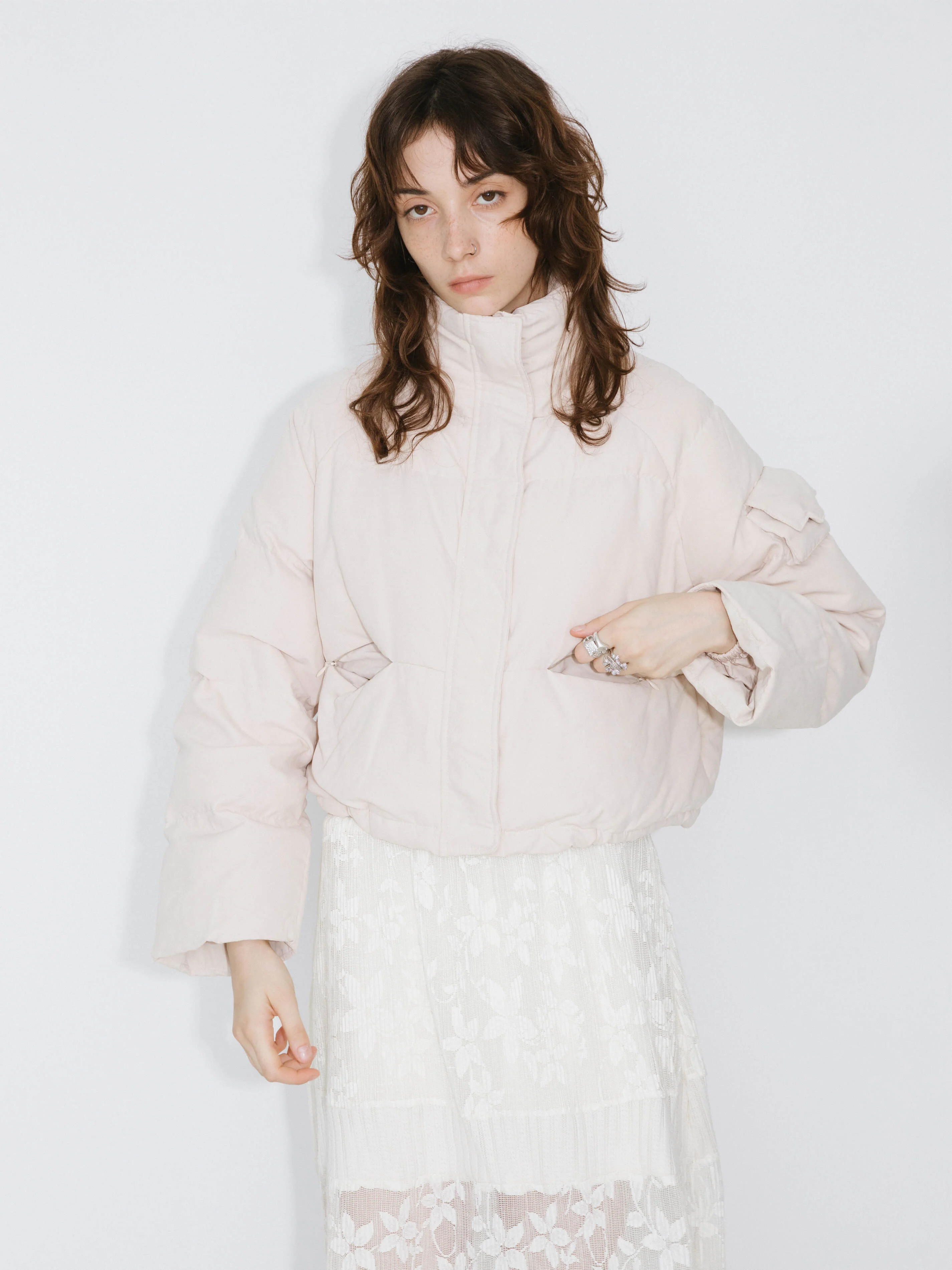 High Neck Short Puffer Down Coat - Image 16