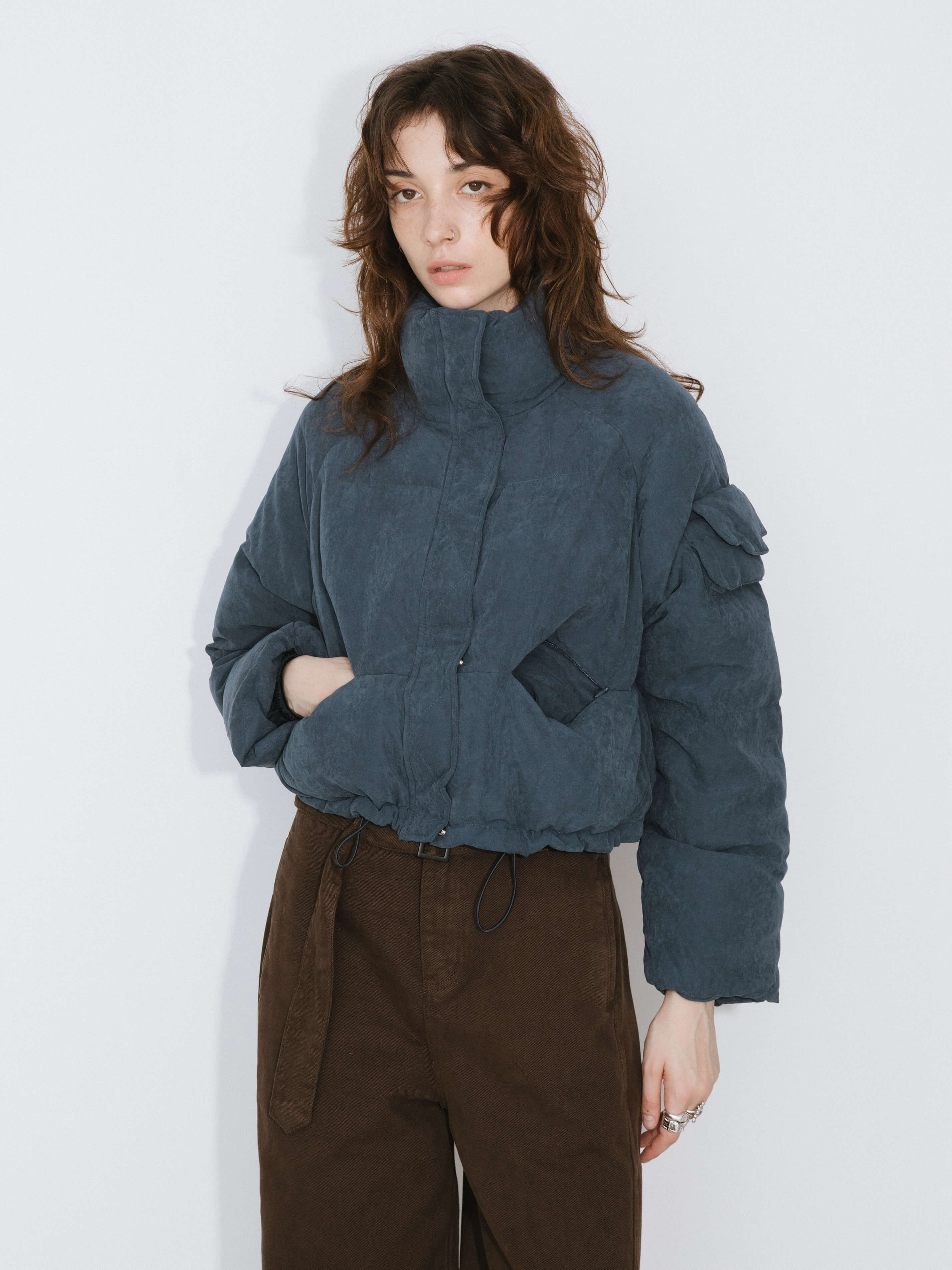 High Neck Short Puffer Down Coat - Image 2