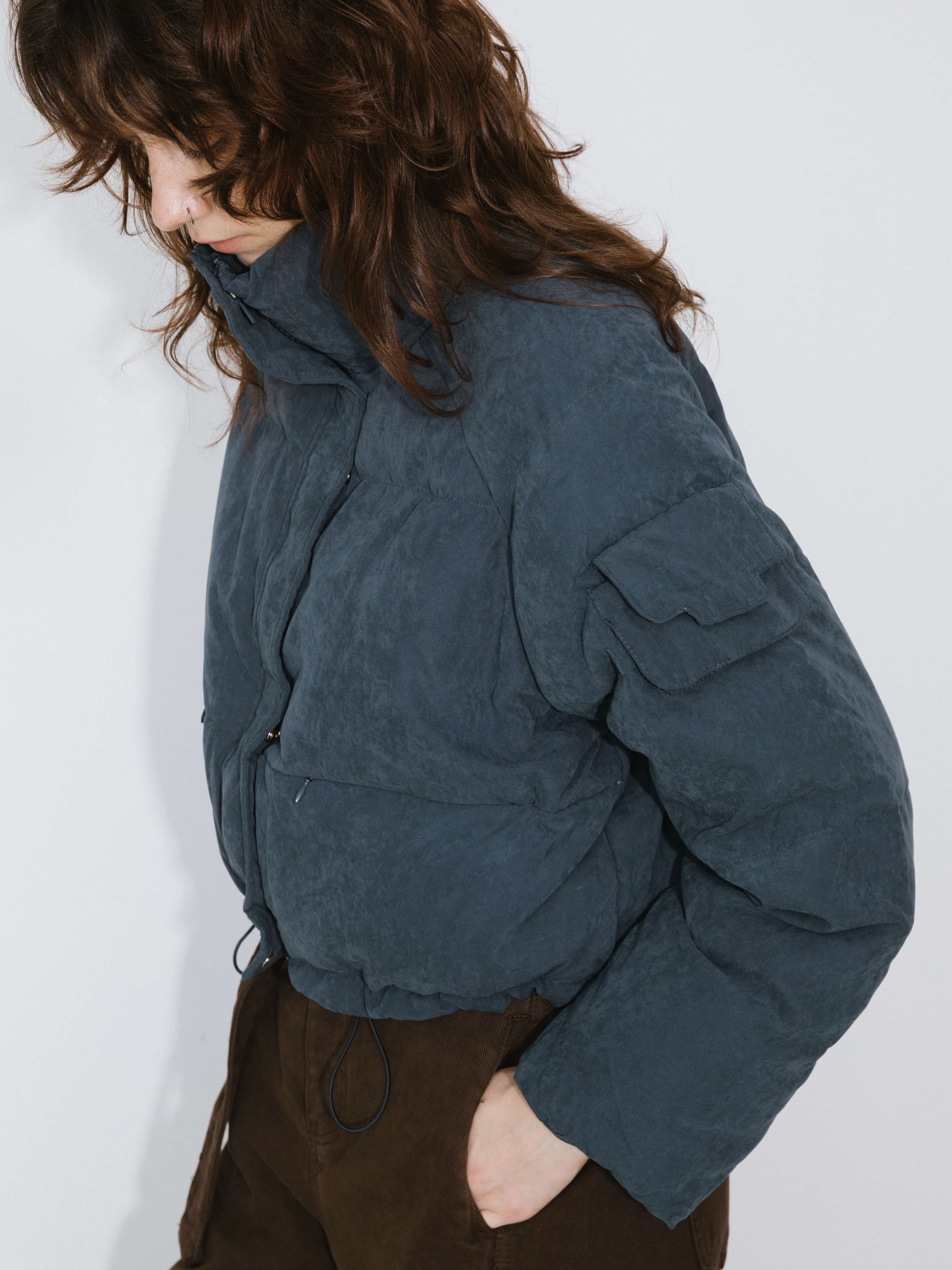 High Neck Short Puffer Down Coat - Image 3