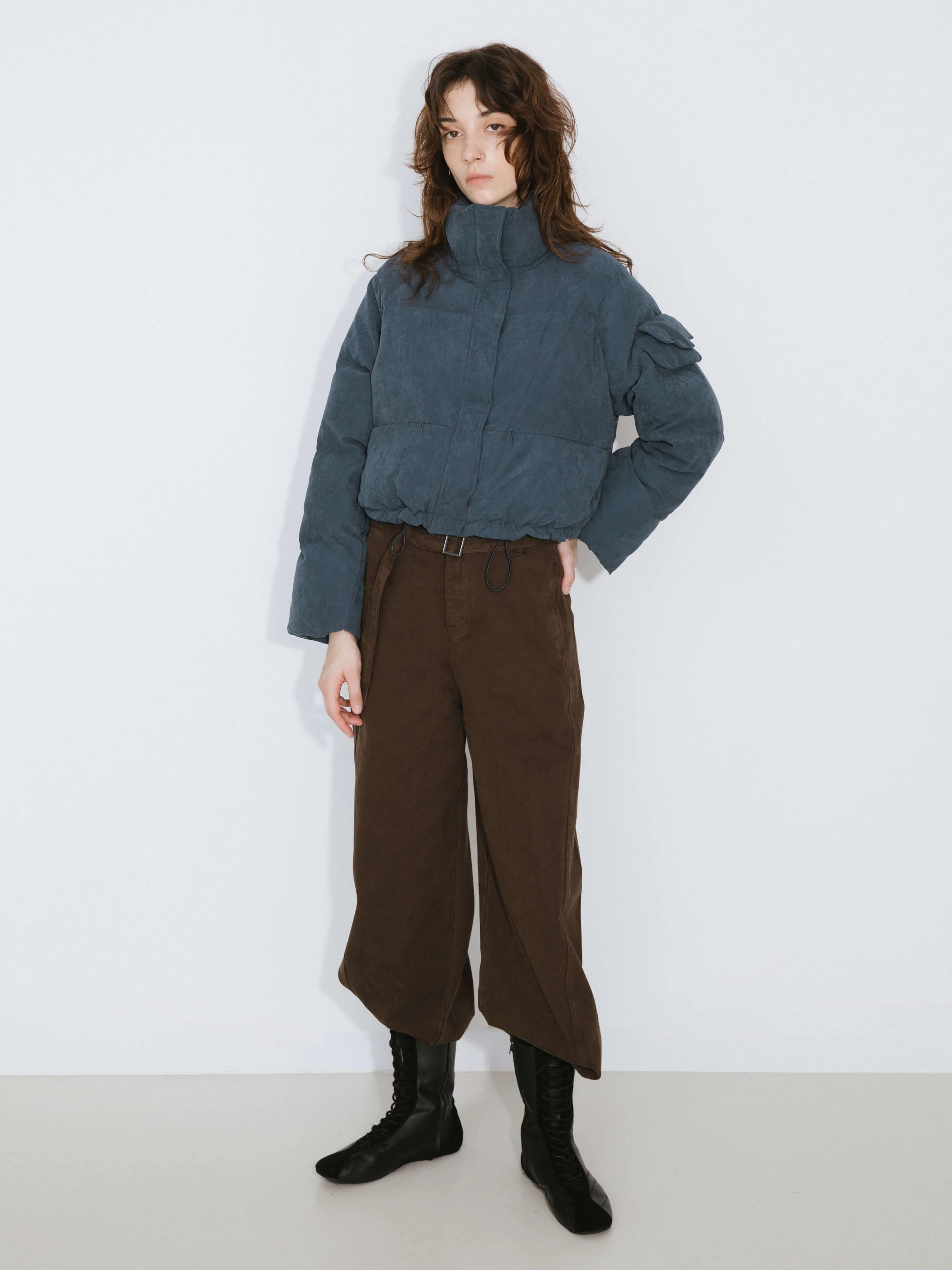 High Neck Short Puffer Down Coat - Image 4