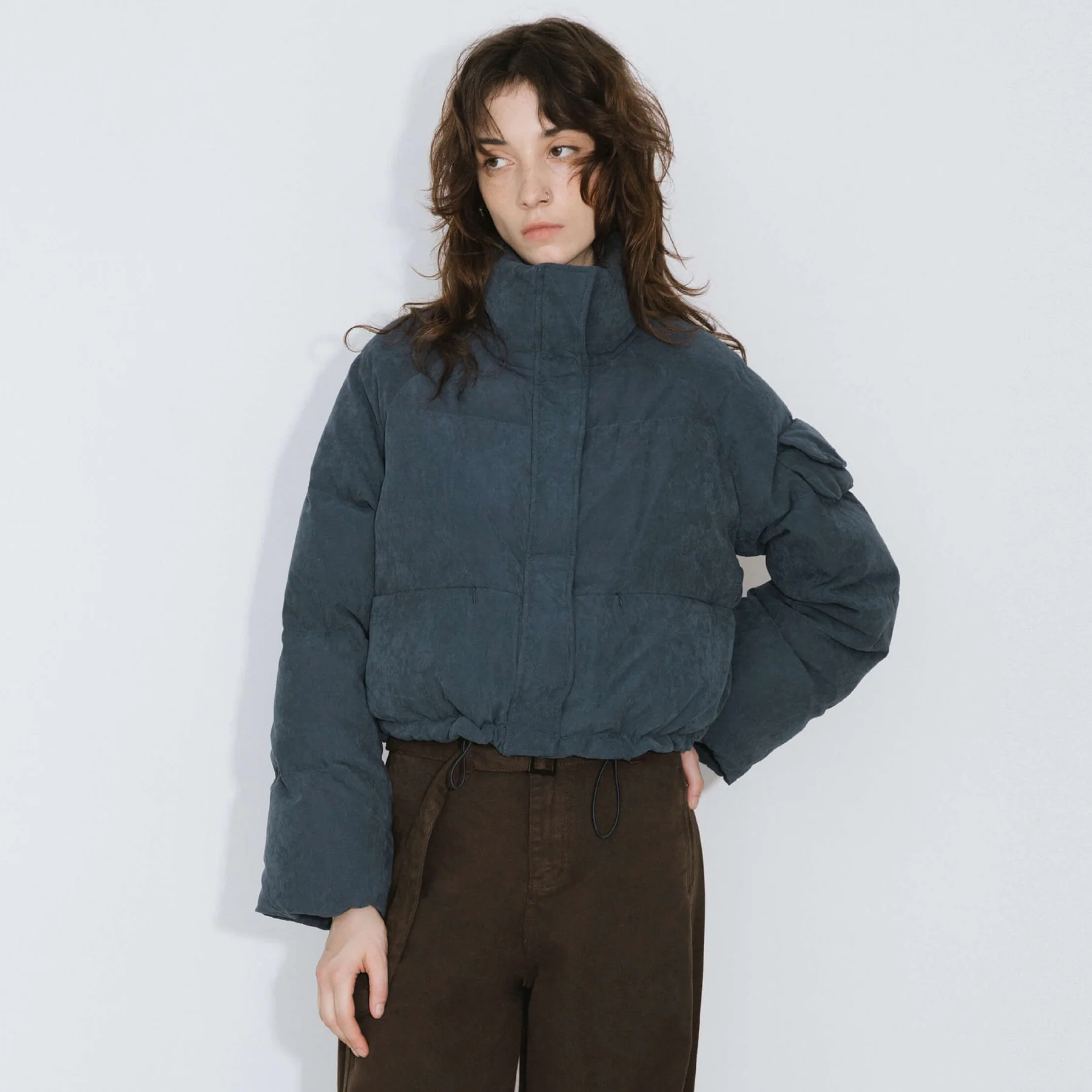 High Neck Short Puffer Down Coat - Image 5