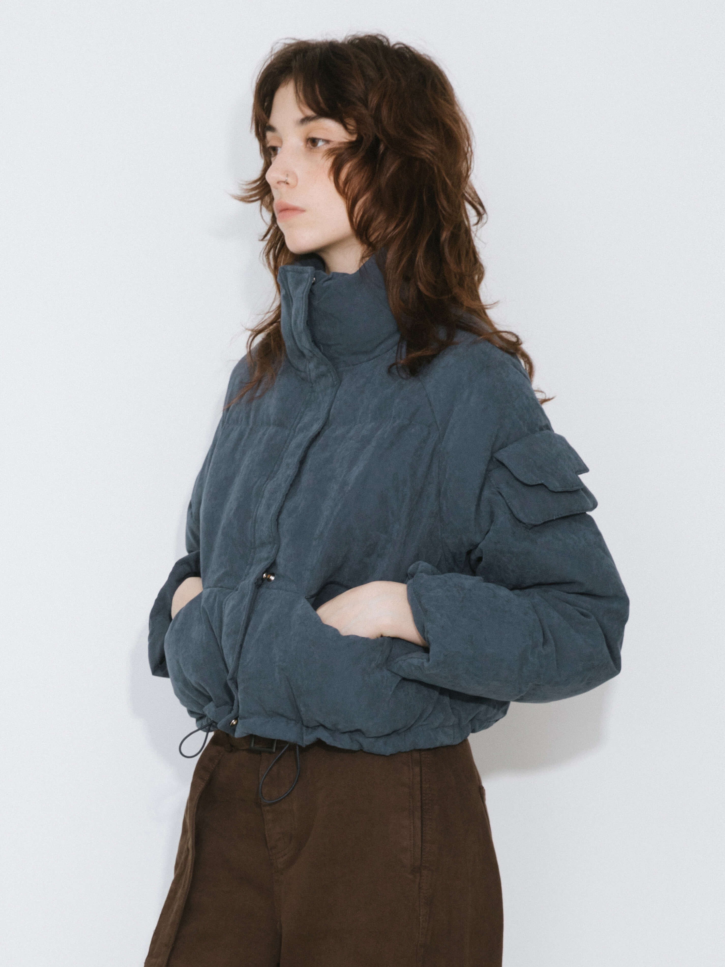 High Neck Short Puffer Down Coat - Image 7