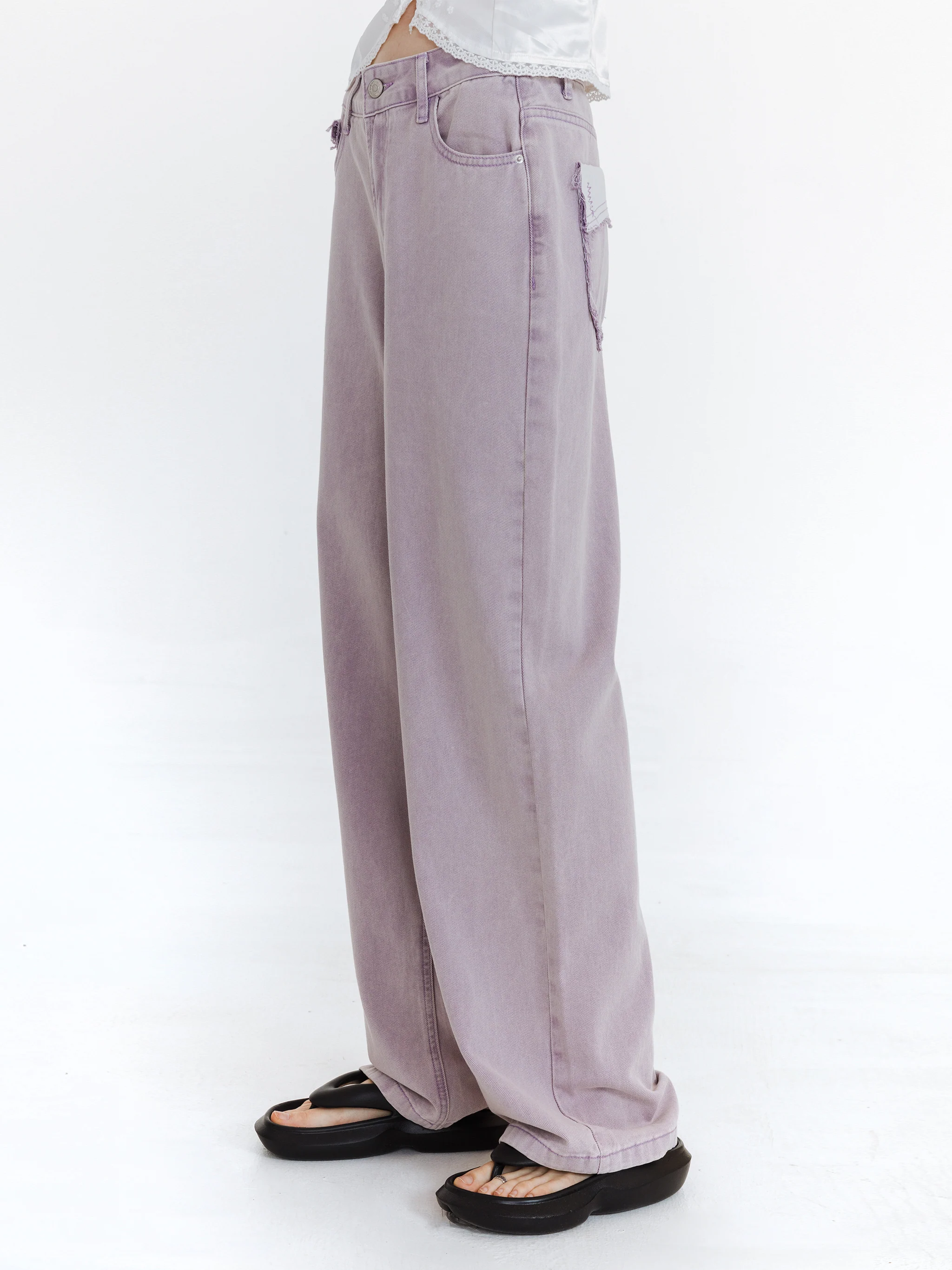 High Waist Loose Straight Washed Jeans - Image 11