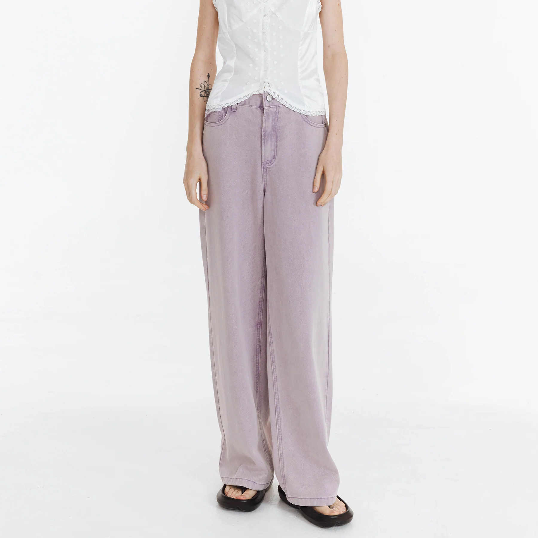 High Waist Loose Straight Washed Jeans - Image 14