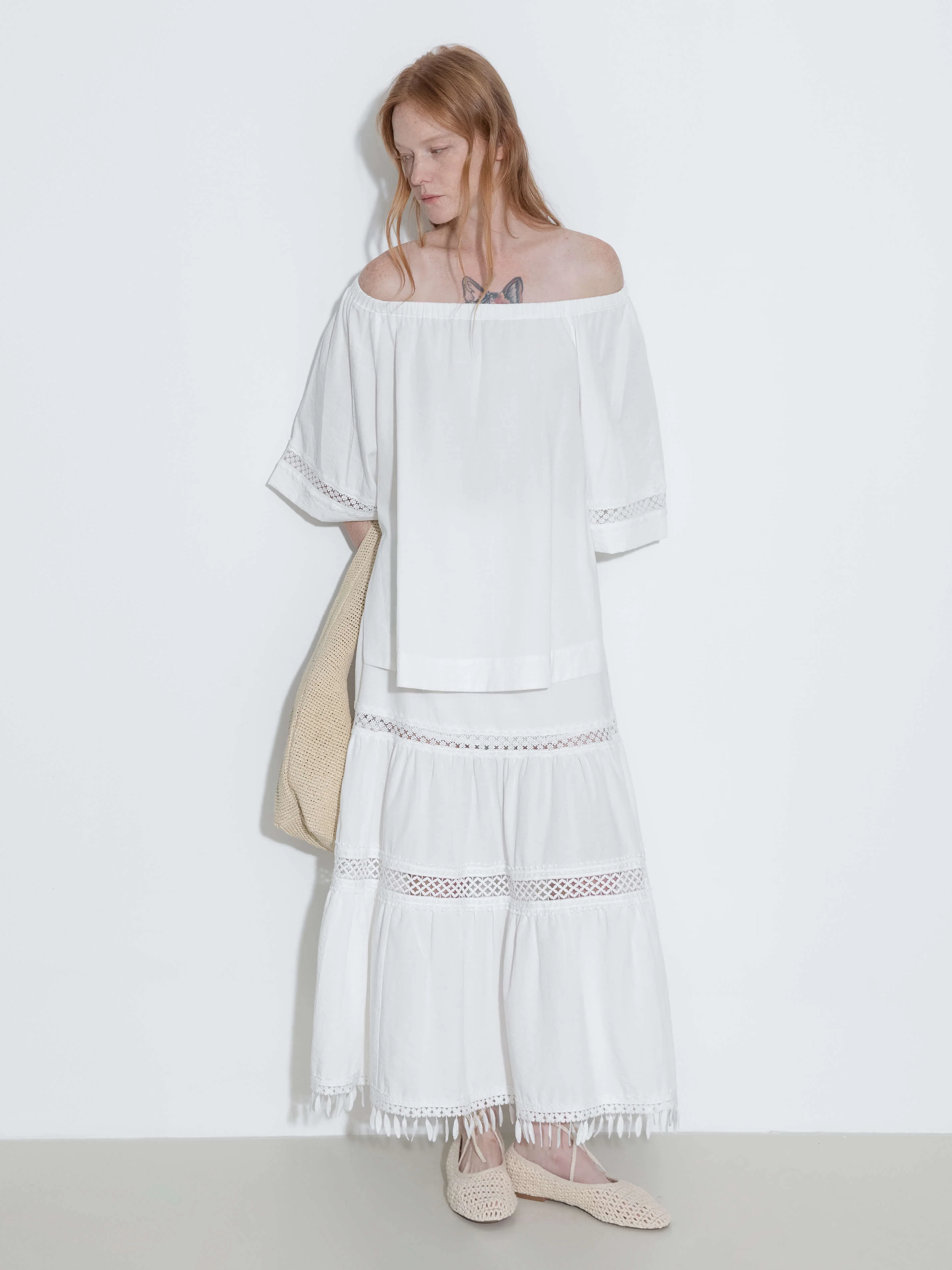 High-Waisted Hollow Out Tassel Trim Maxi Skirt - Image 11