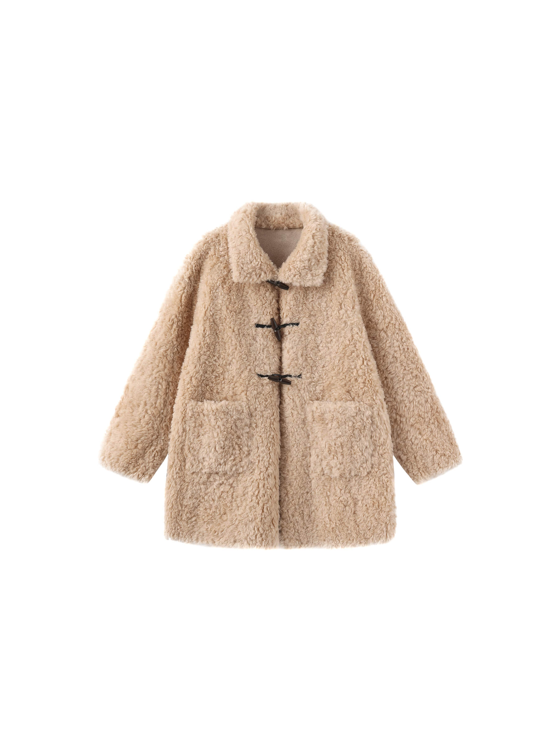 ONE BY CUBIC Hign Collar Furry 100% Wool Coat - Image 15