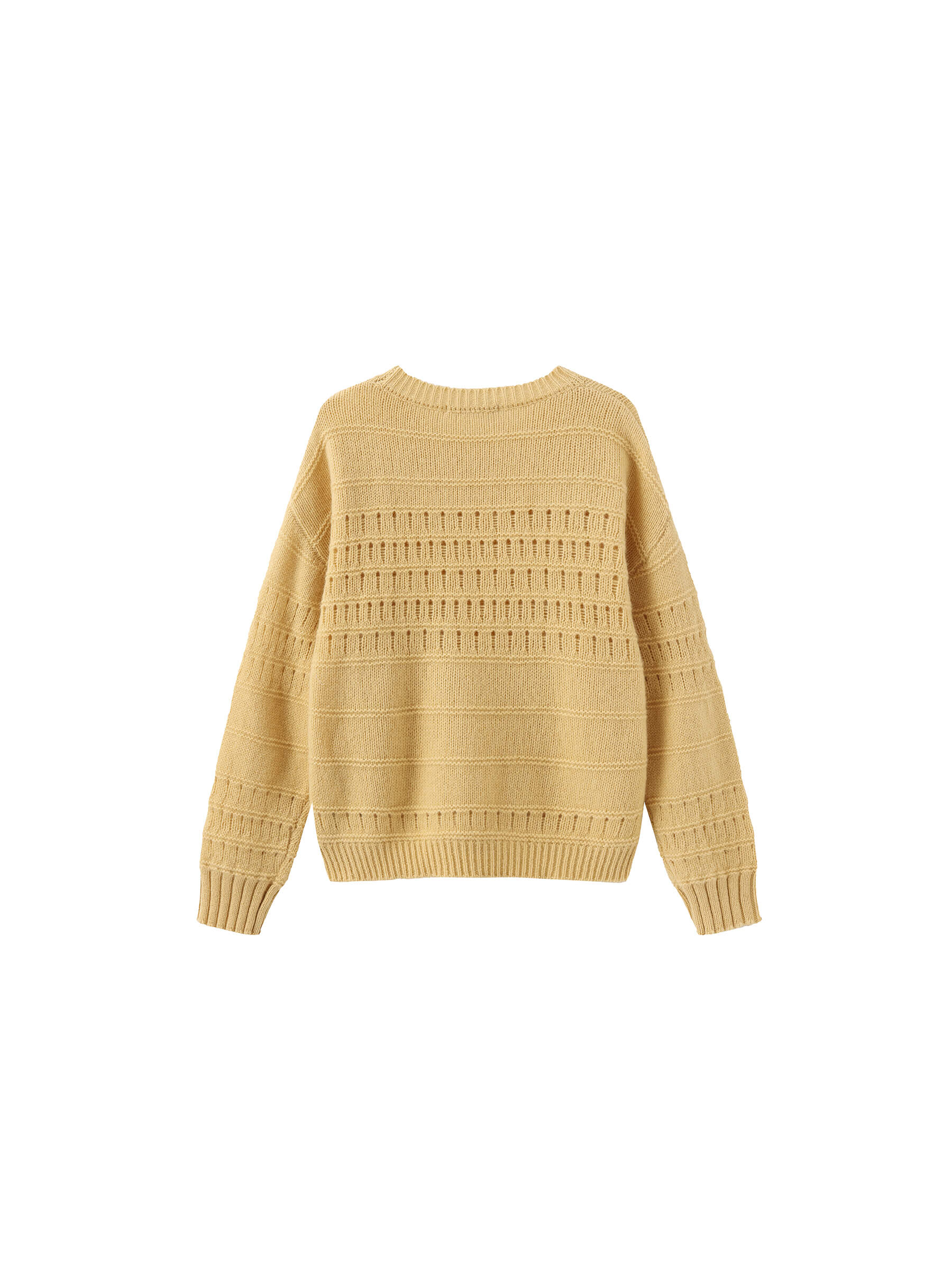 Hollowed 100% Wool Long Sleeves Knit Sweater - Image 24
