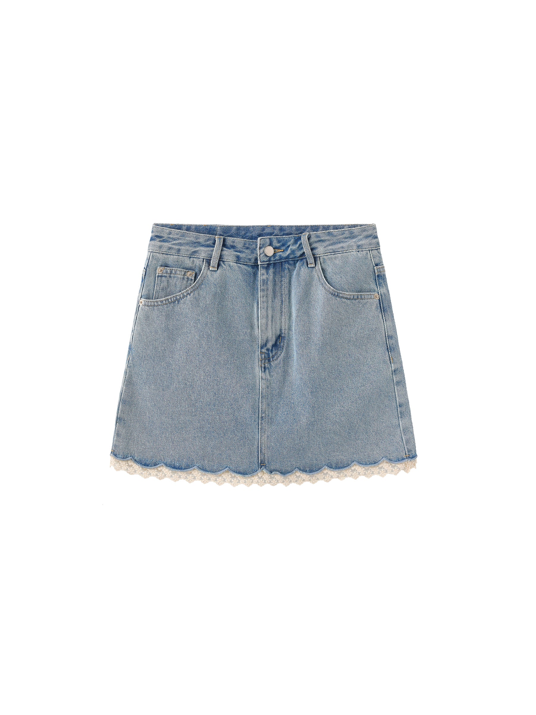 Lace Panelled Denim Skirt - Image 7
