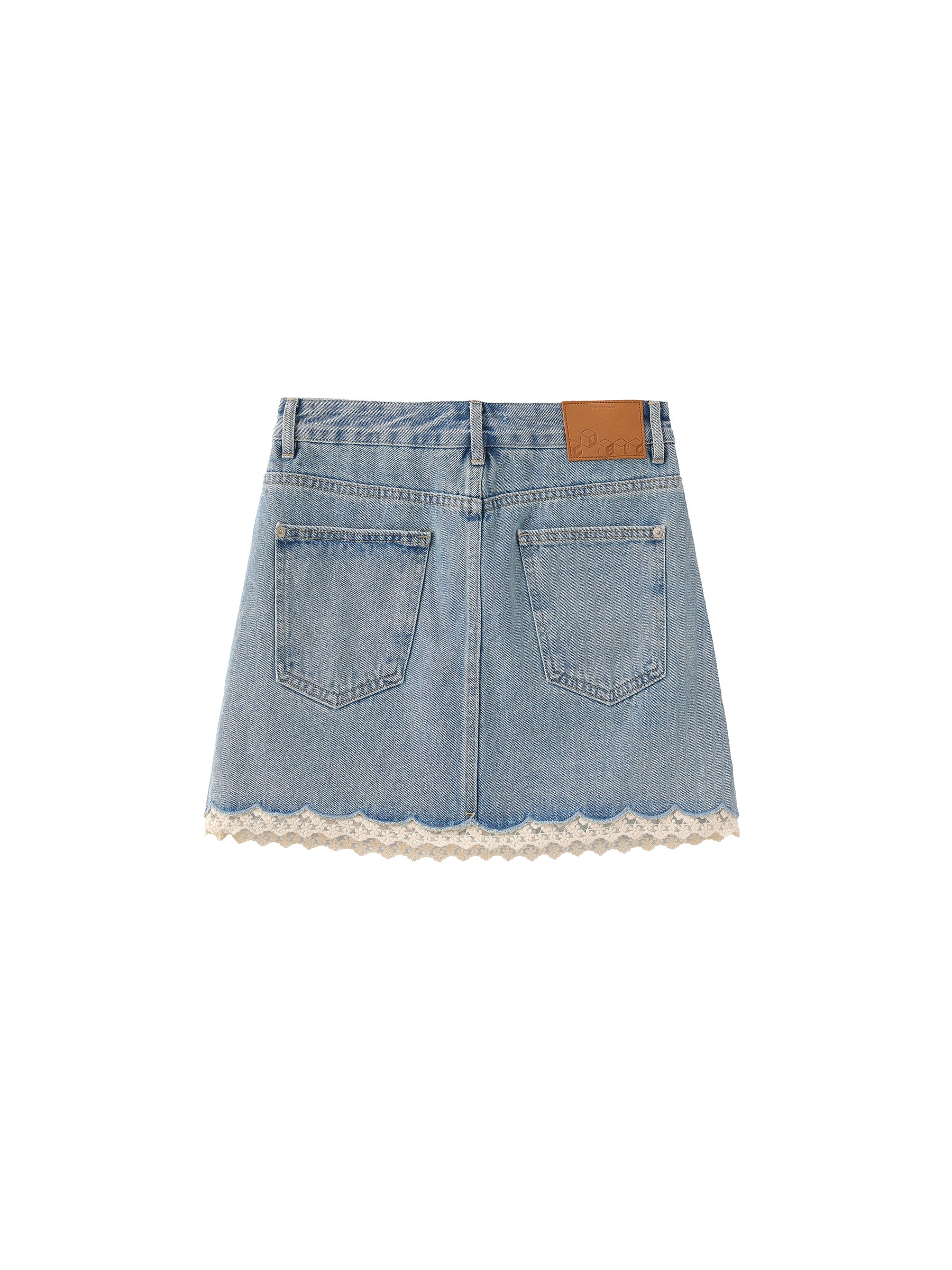 Lace Panelled Denim Skirt - Image 8