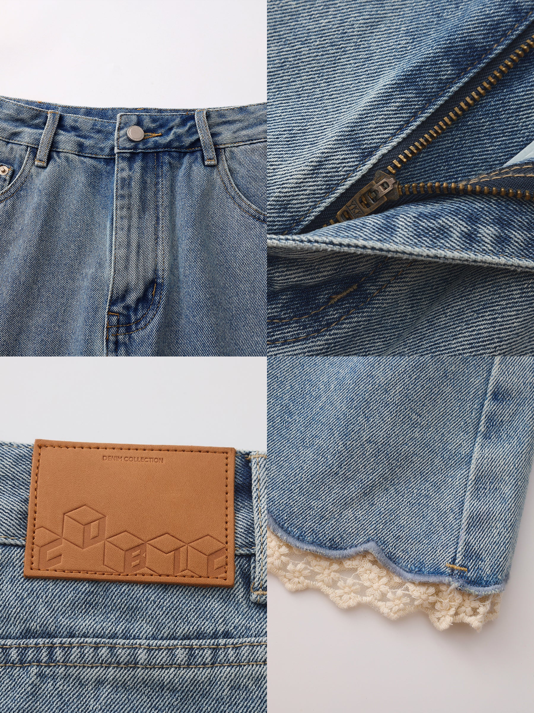 Lace Panelled Denim Skirt - Image 9