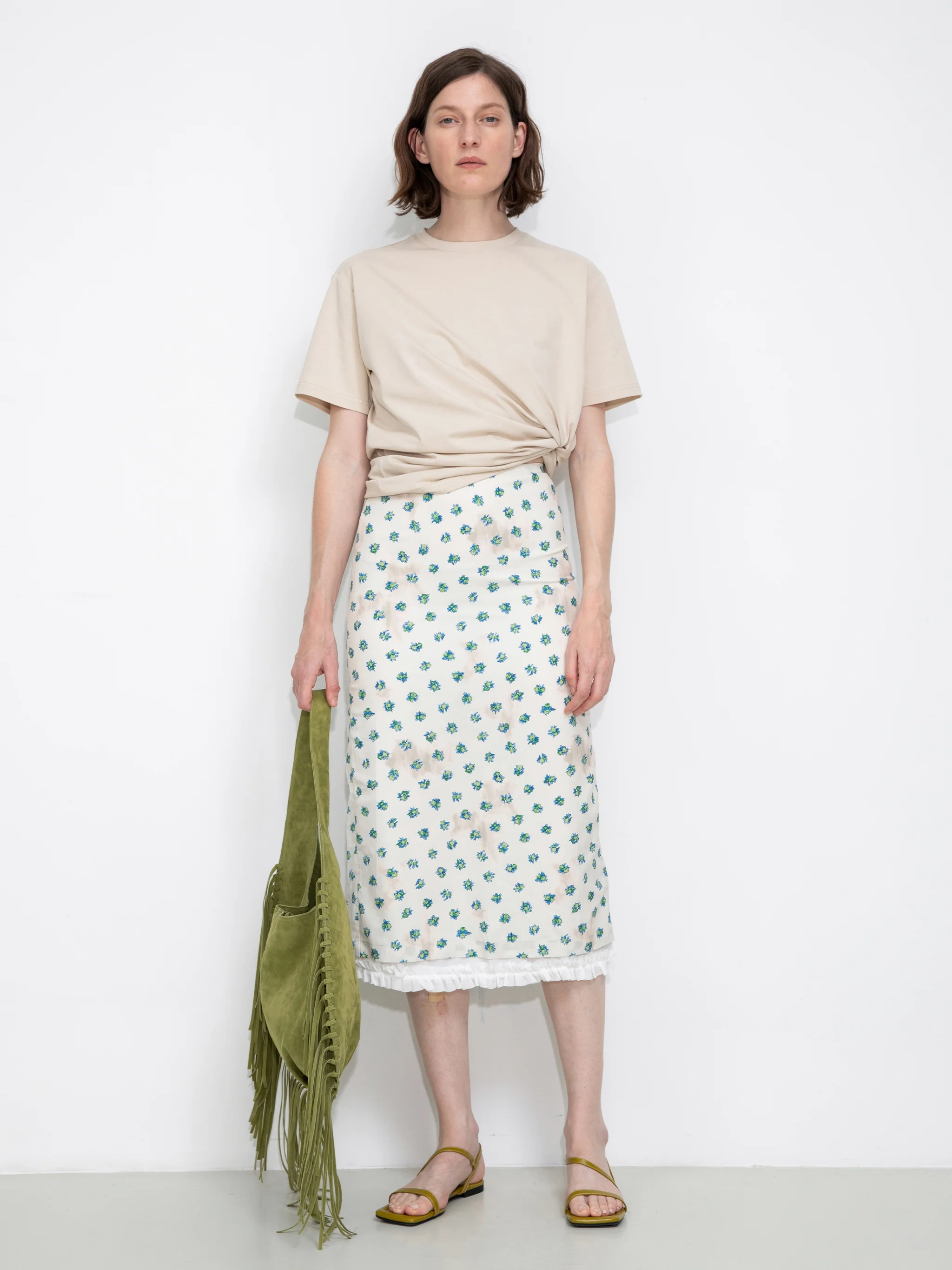 Lace Patchwork Floral Printed Skirt - Image 3