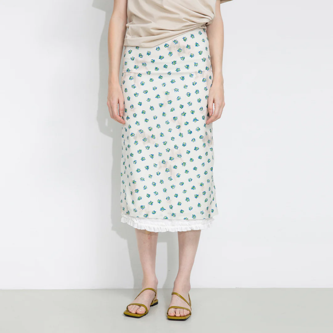 Lace Patchwork Floral Printed Skirt - Image 5