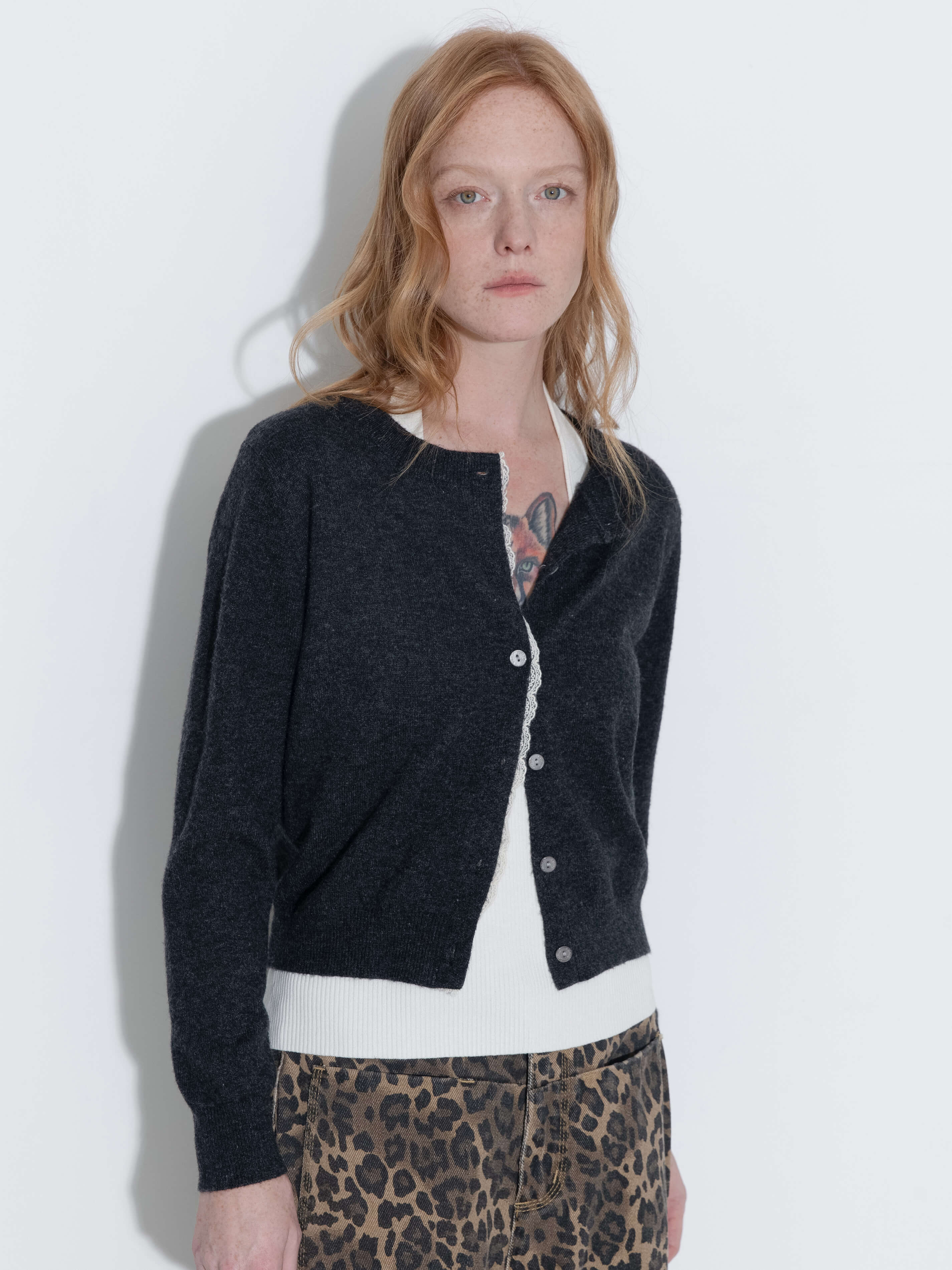 Lace Trim Knit Wool Cardigan - Image 10
