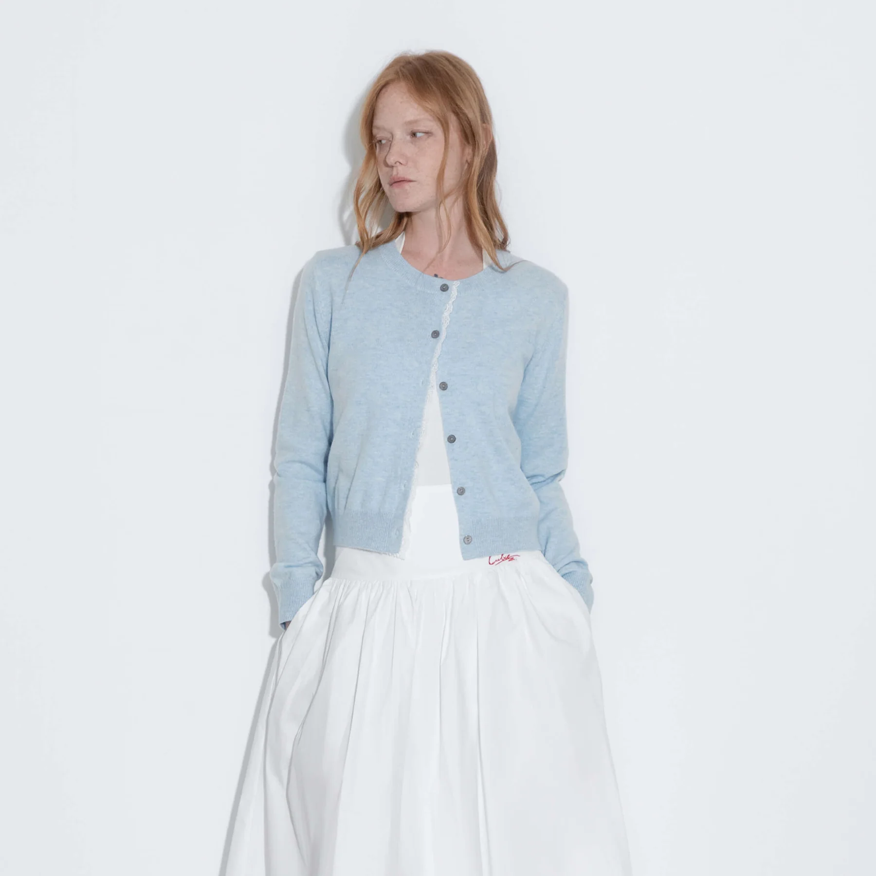Lace Trim Knit Wool Cardigan - Image 19