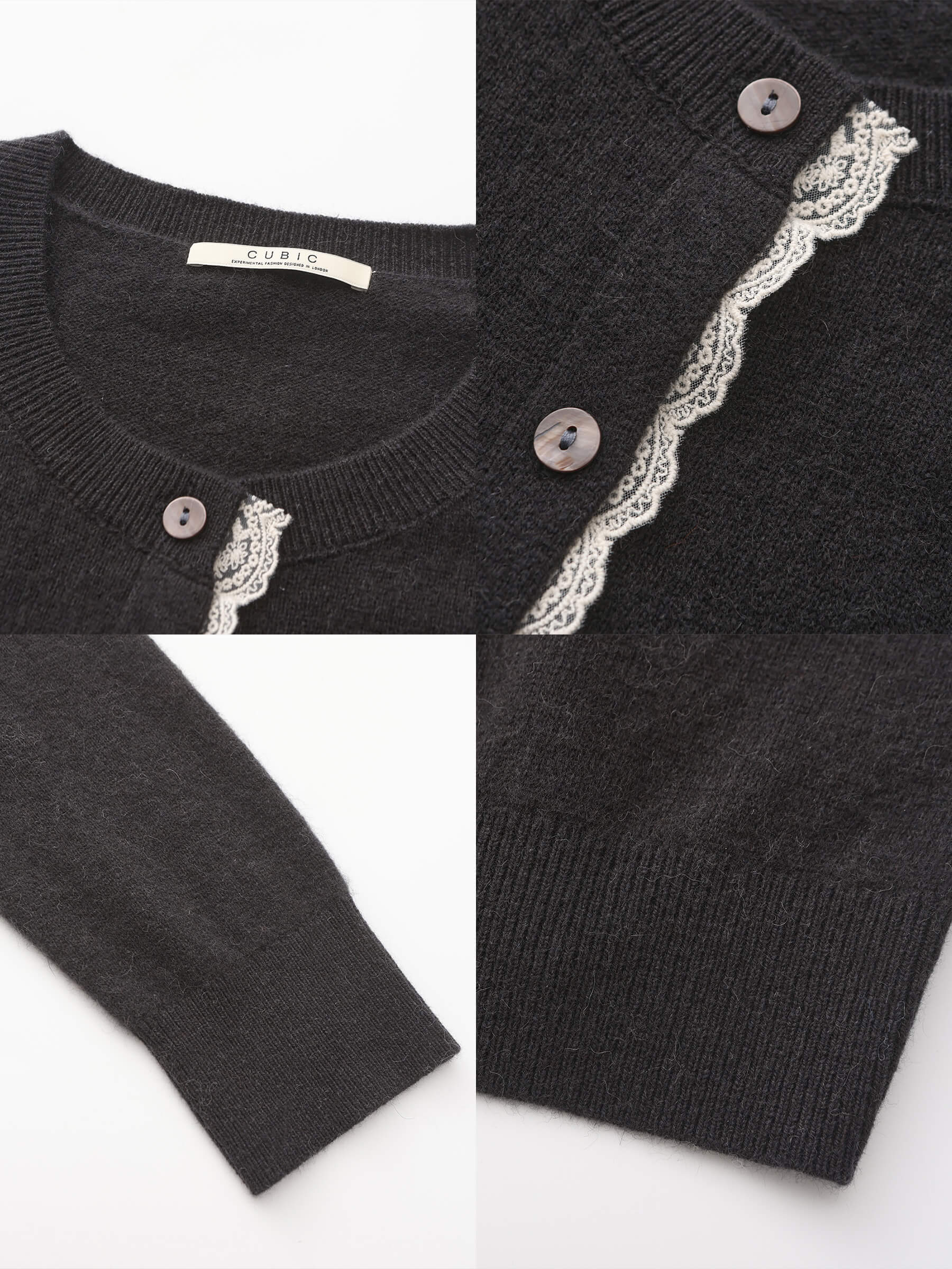 Lace Trim Knit Wool Cardigan - Image 28