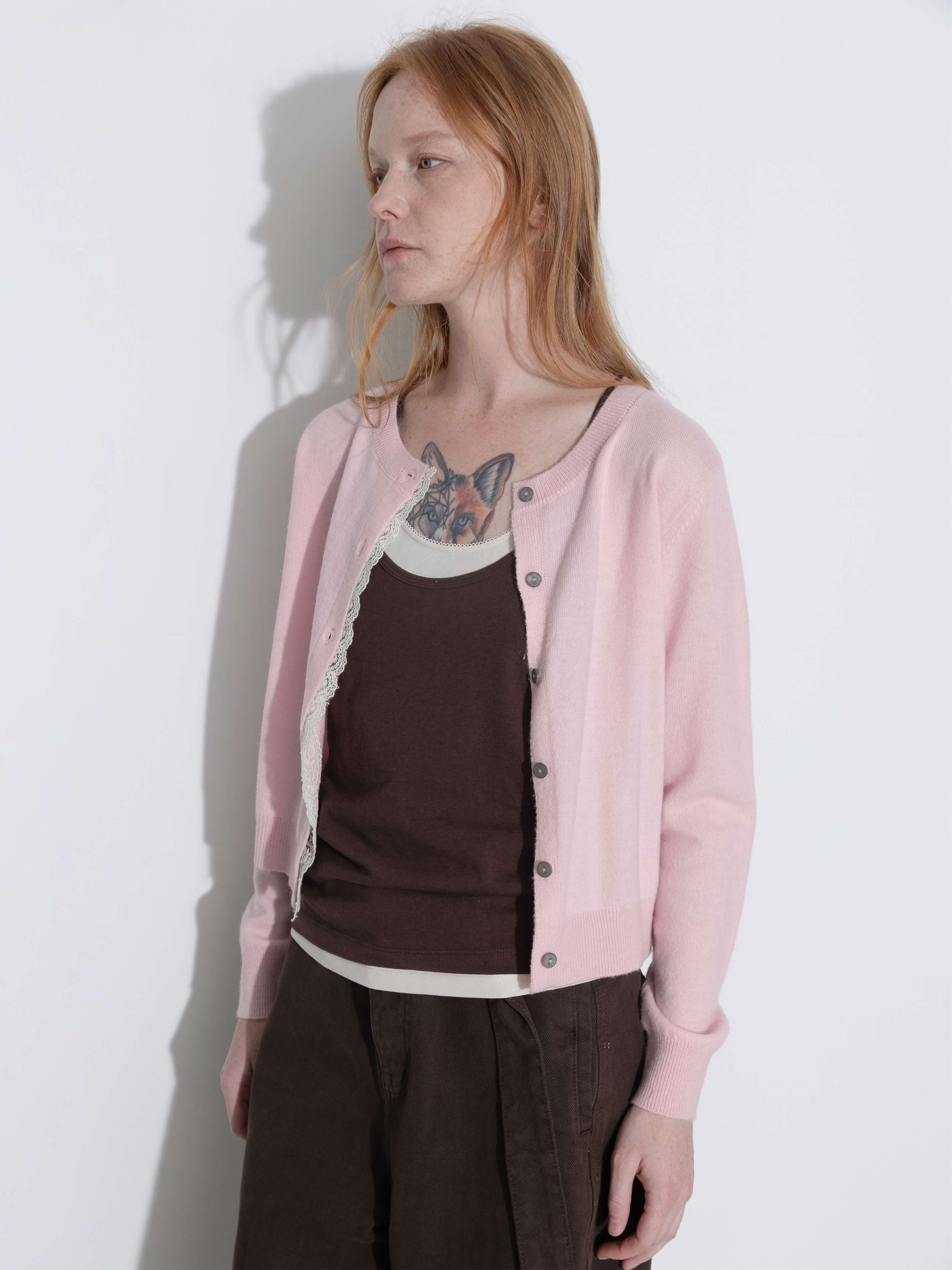 Lace Trim Knit Wool Cardigan - Image 3