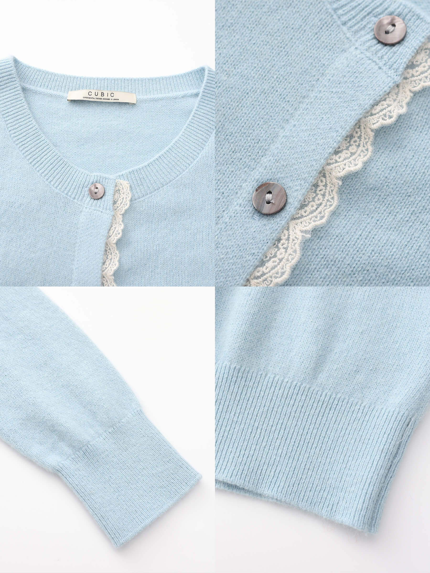 Lace Trim Knit Wool Cardigan - Image 30