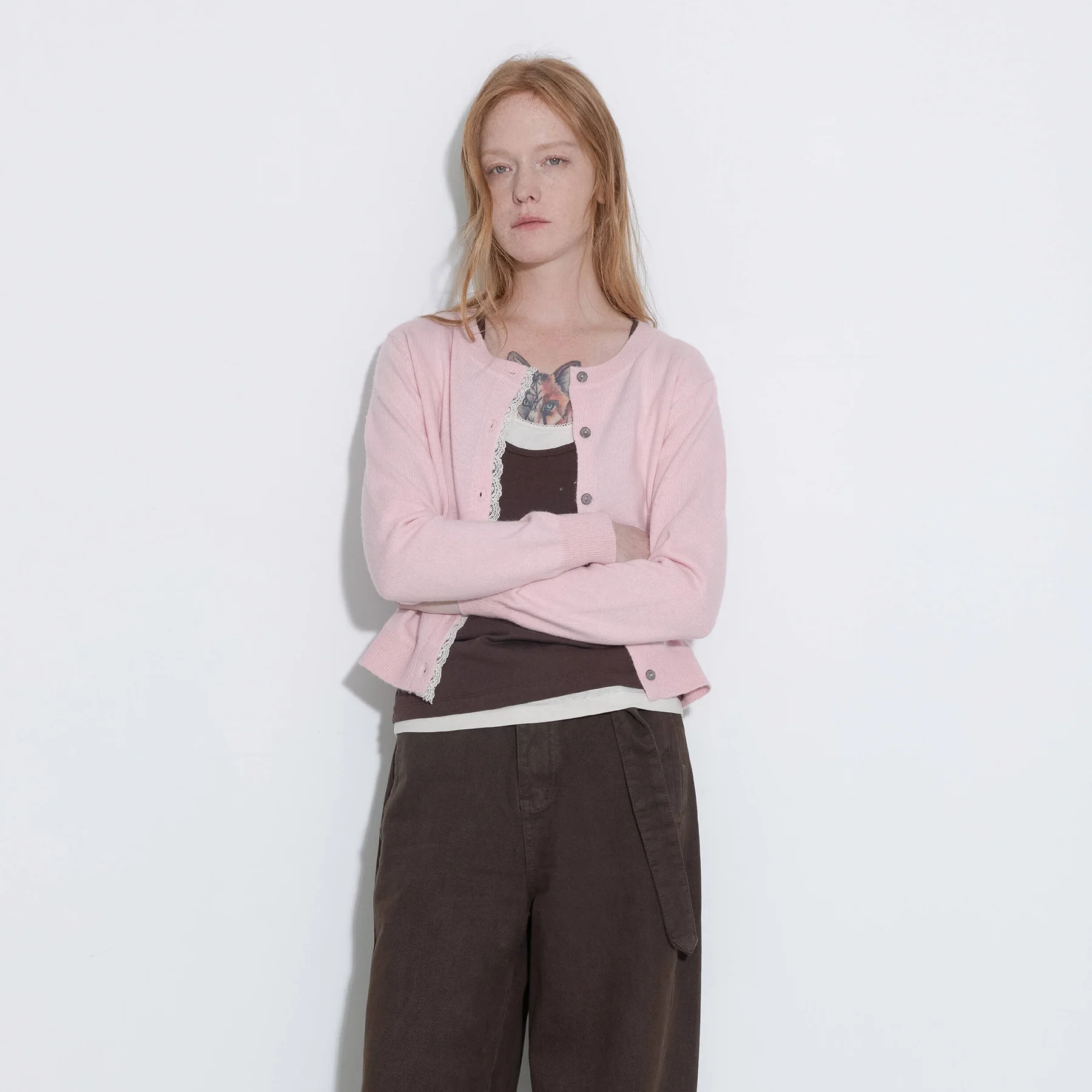 Lace Trim Knit Wool Cardigan - Image 7