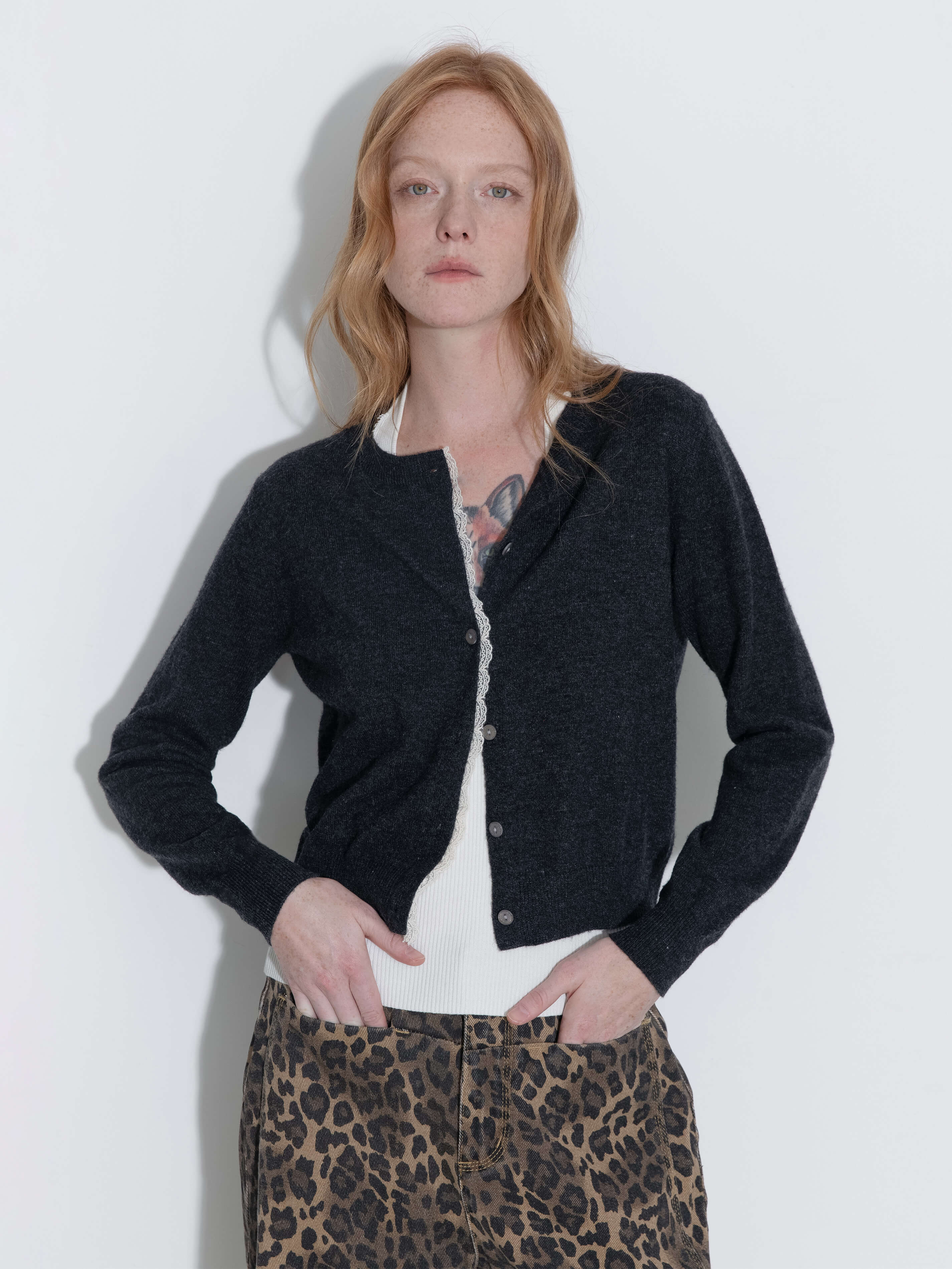 Lace Trim Knit Wool Cardigan - Image 9