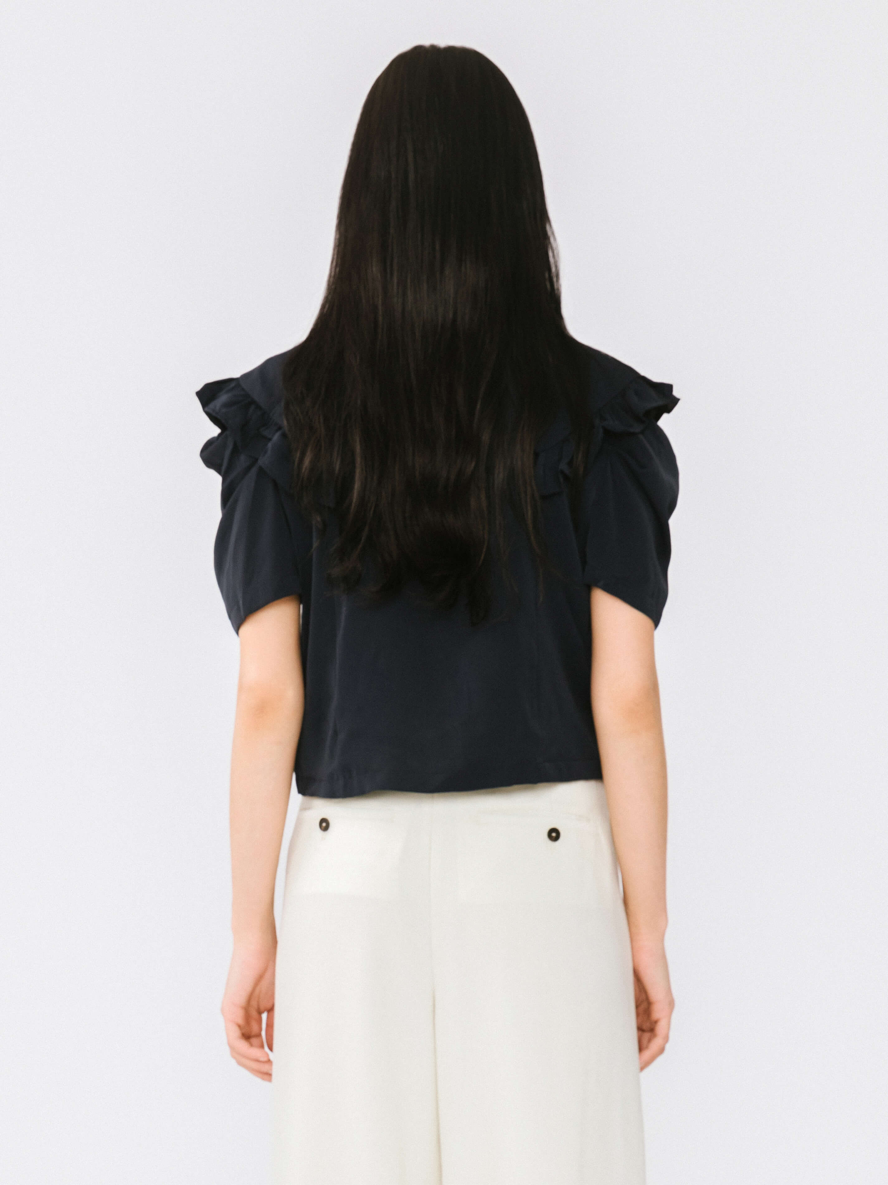 Large Lapel Strass Puff Sleeves T-shirt - Image 12