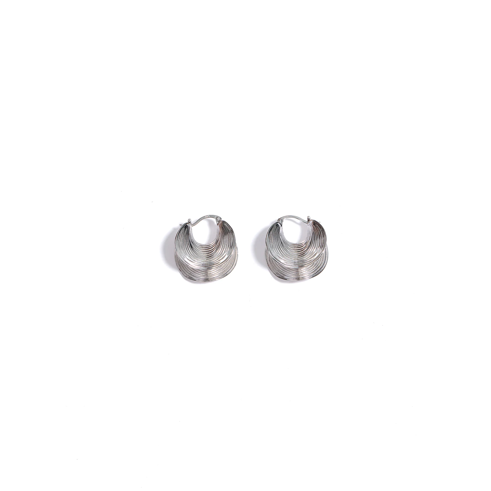 Layered Ripple Hoop Earrings - Image 3