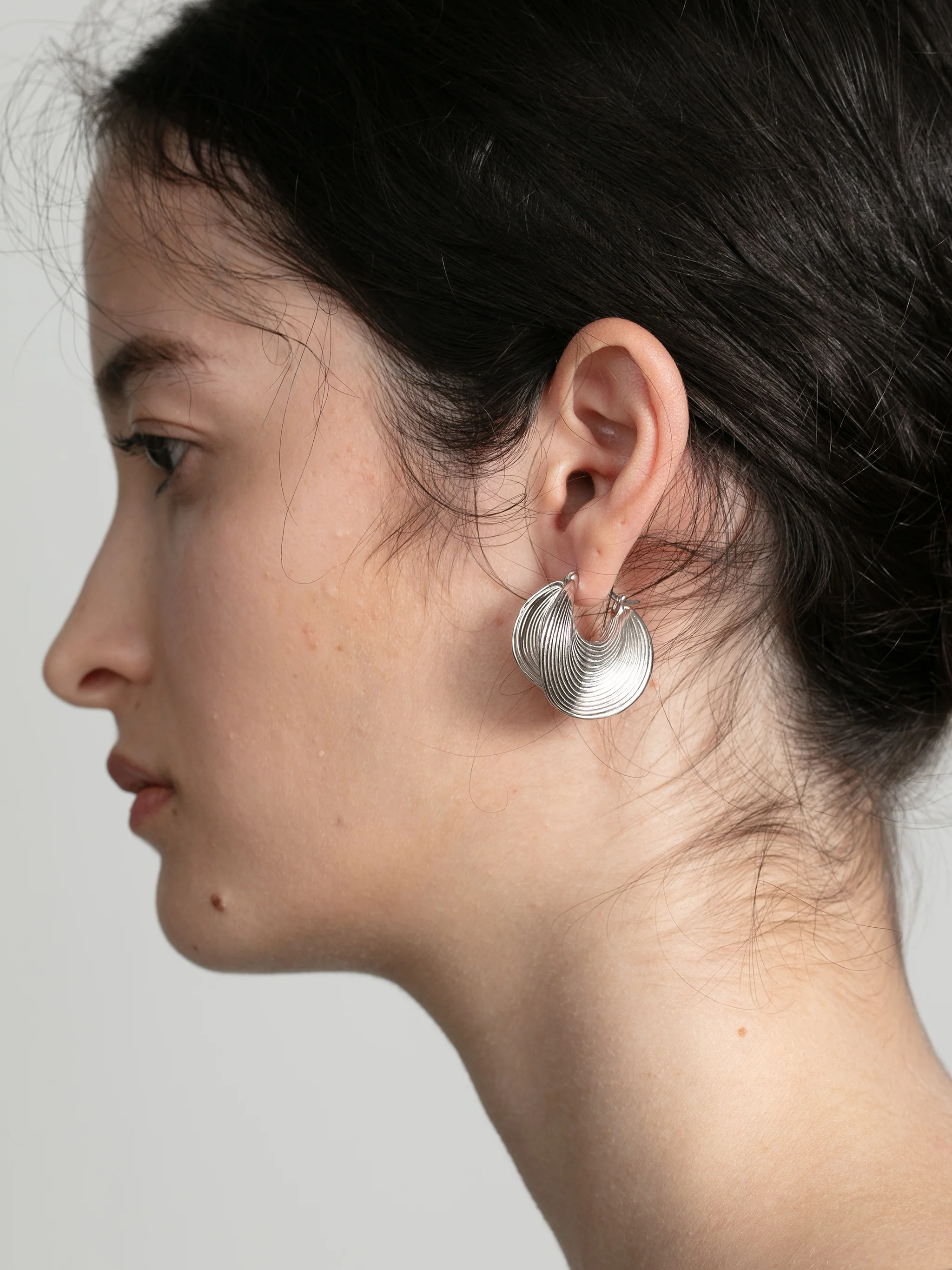 Layered Ripple Hoop Earrings - Image 5