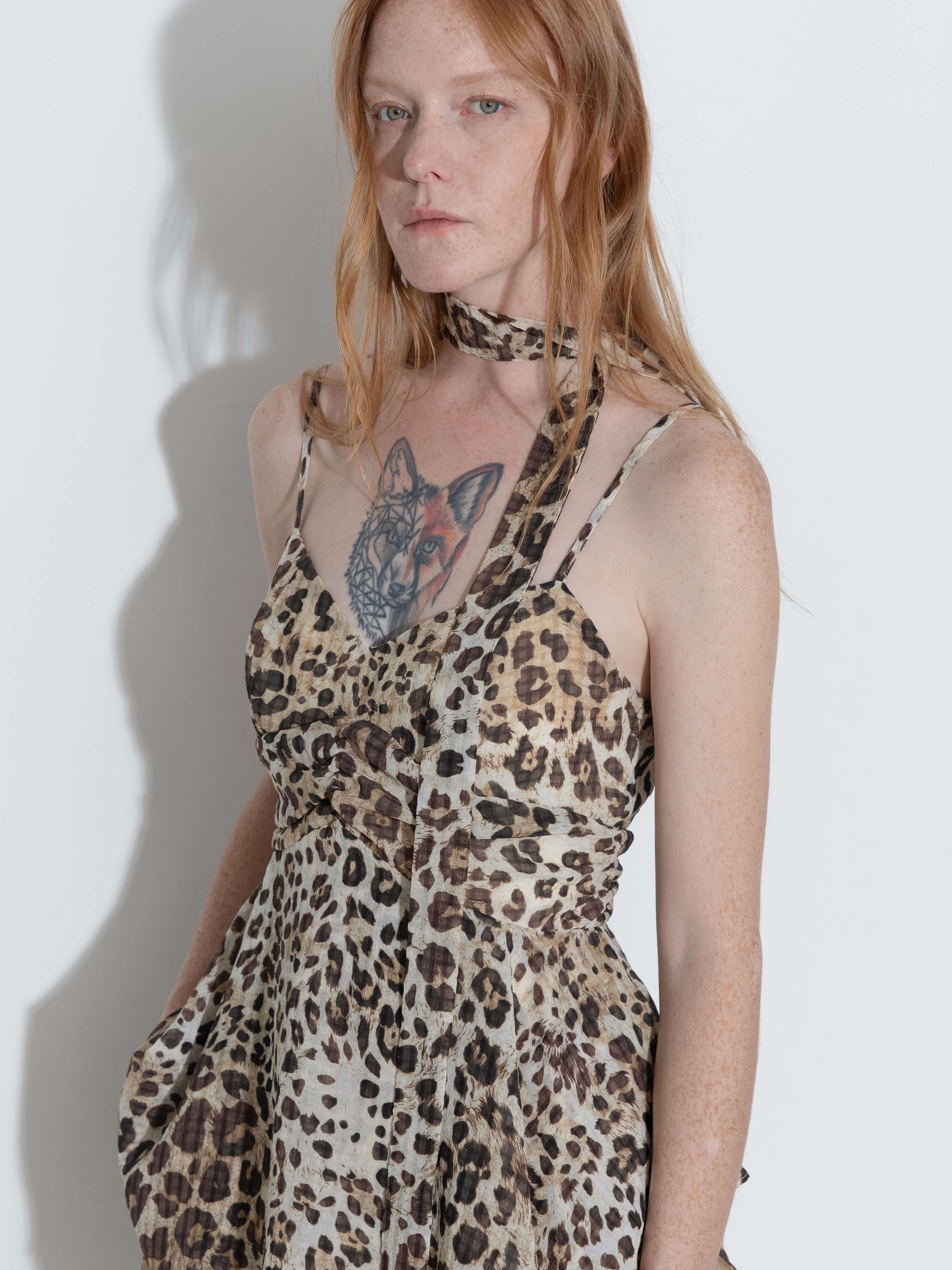 Leopard Print Cami Top with Scarf - Image 3