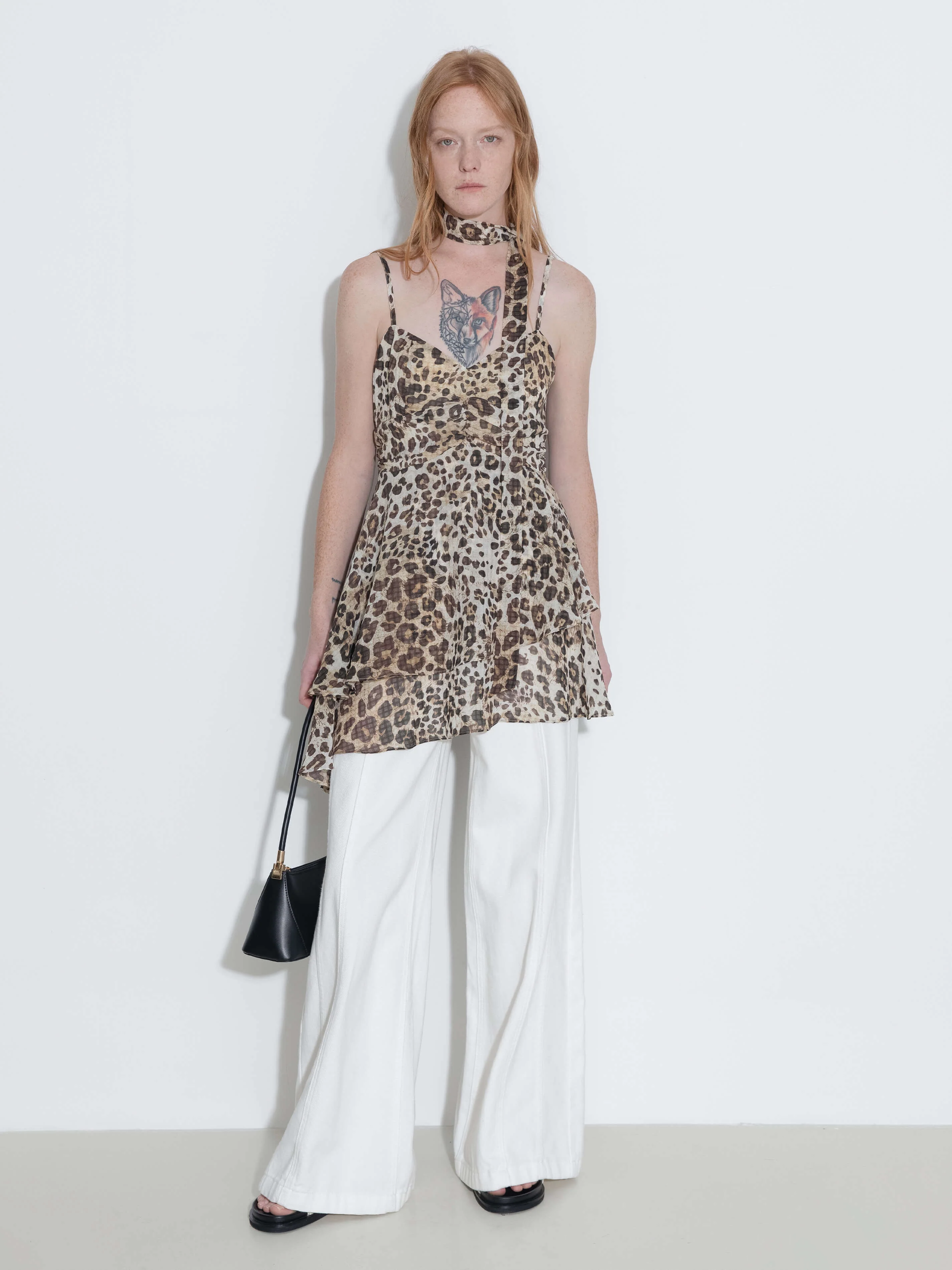 Leopard Print Cami Top with Scarf - Image 4