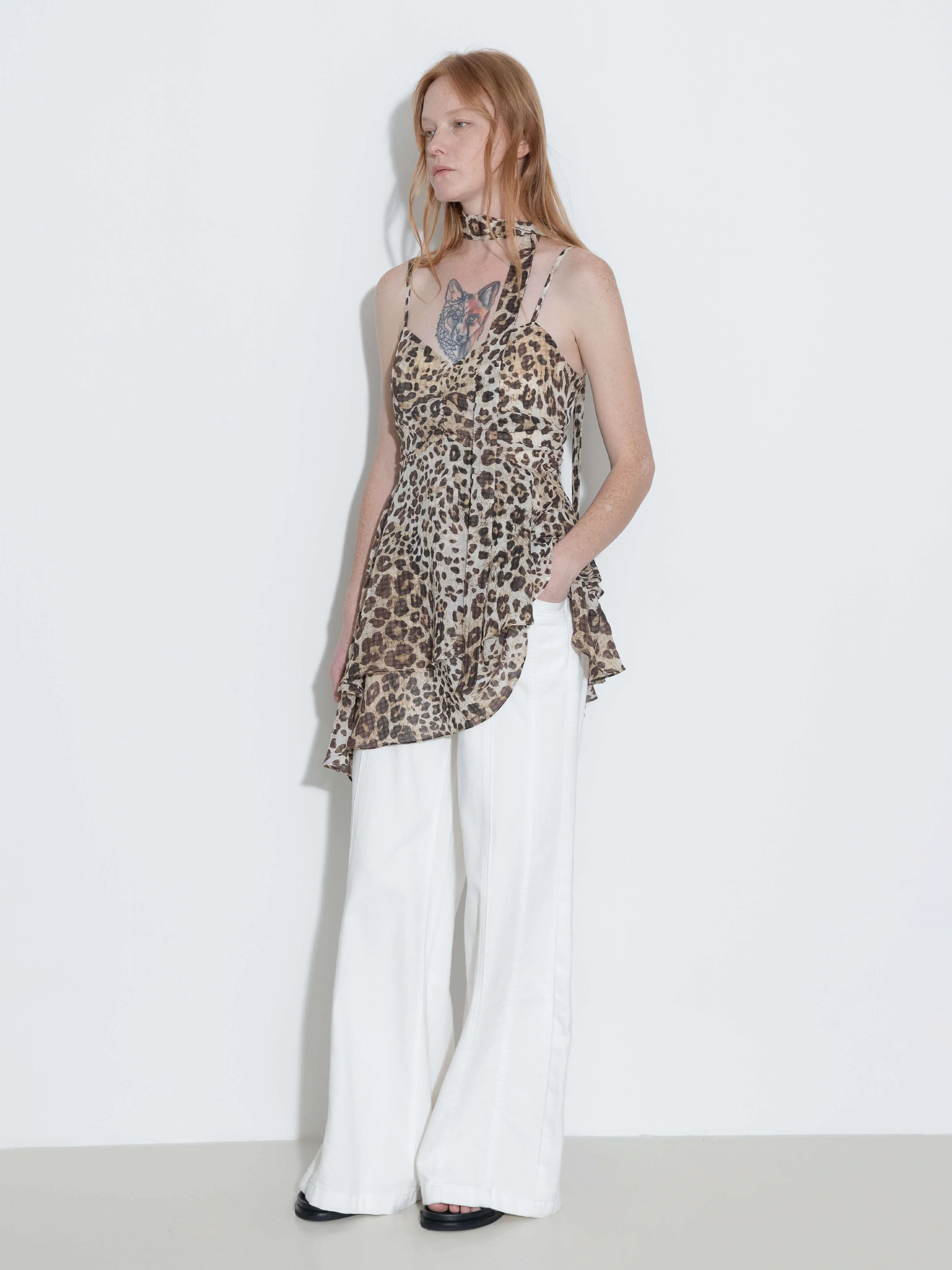 Leopard Print Cami Top with Scarf - Image 5