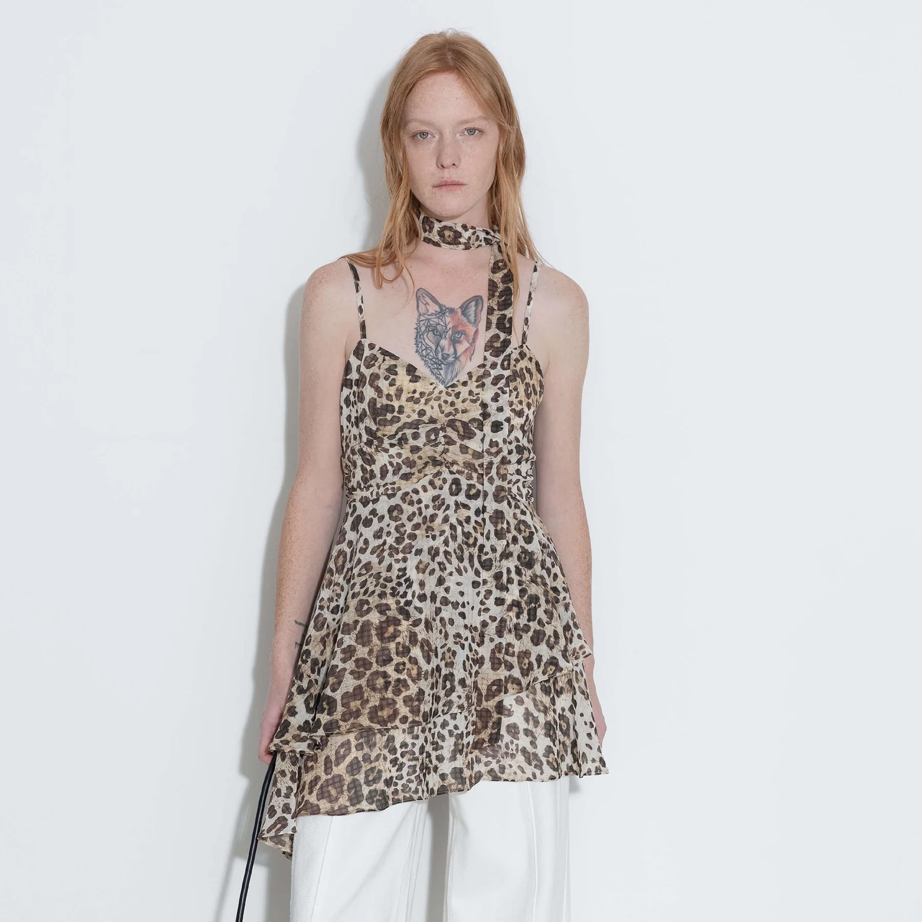 Leopard Print Cami Top with Scarf - Image 7