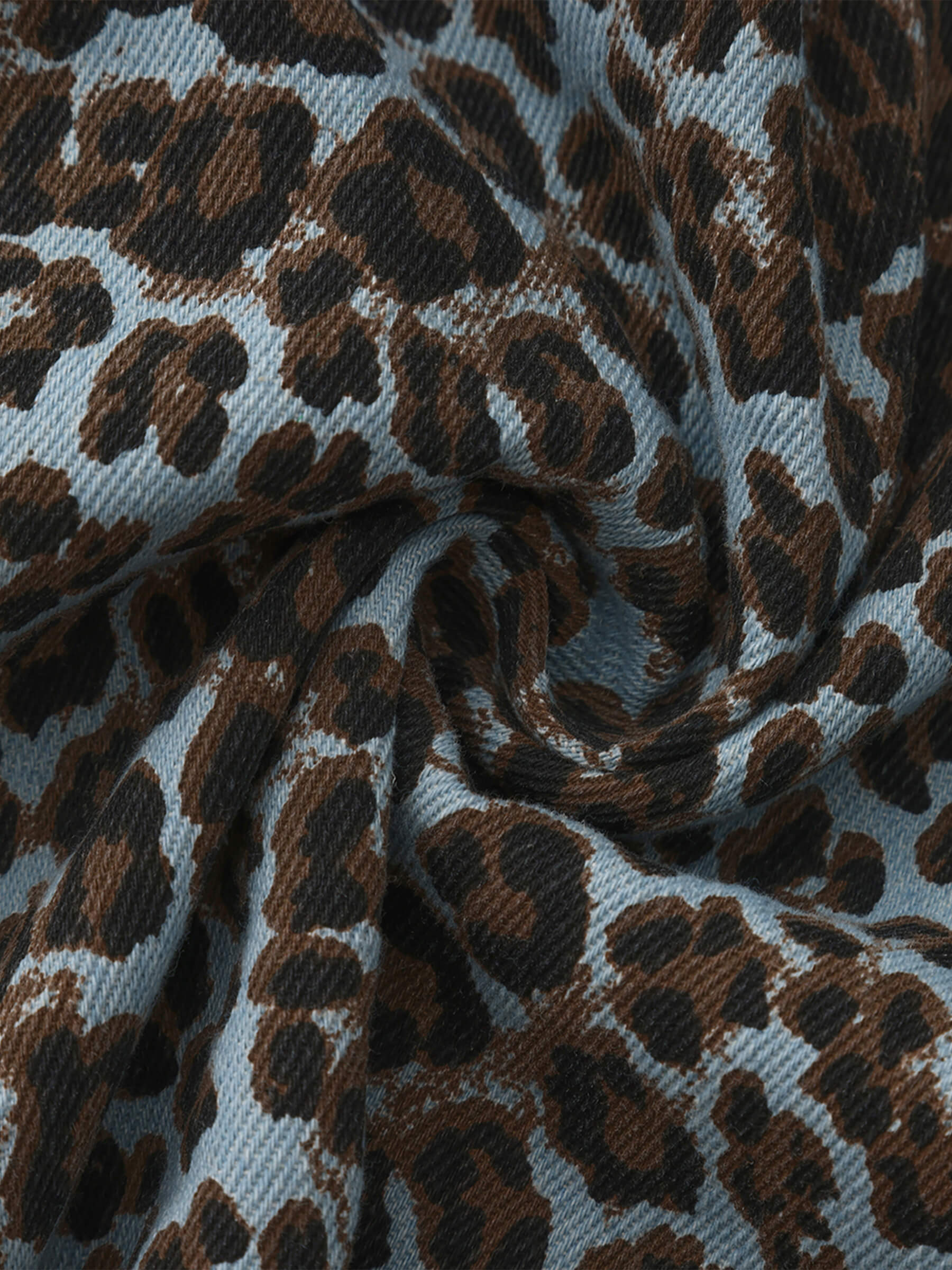 Leopard Print Pleated A-Line Skirt with Belt - Image 11