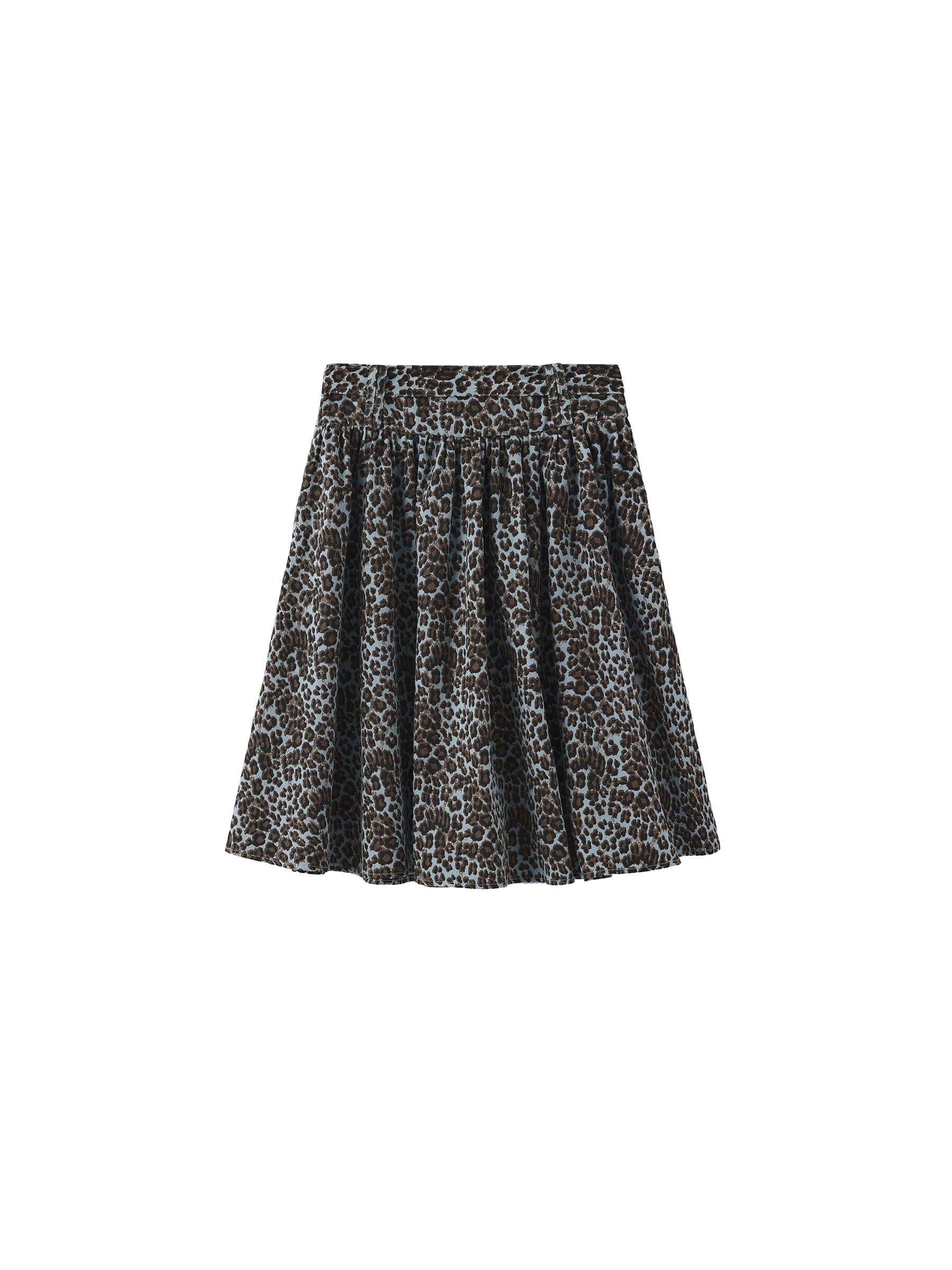 Leopard Print Pleated A-Line Skirt with Belt - Image 7