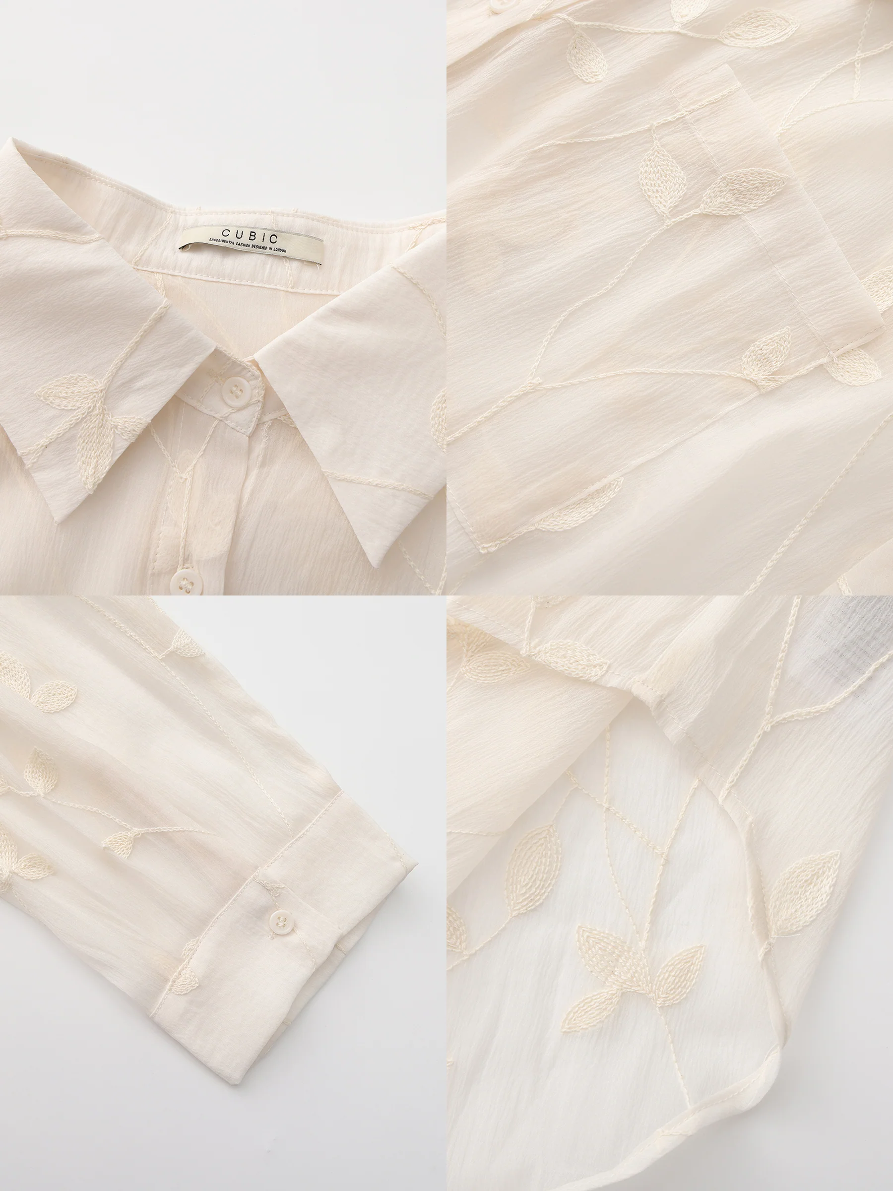 Lightweight Ice Silk Embroidered Sheer Shirt - Image 9
