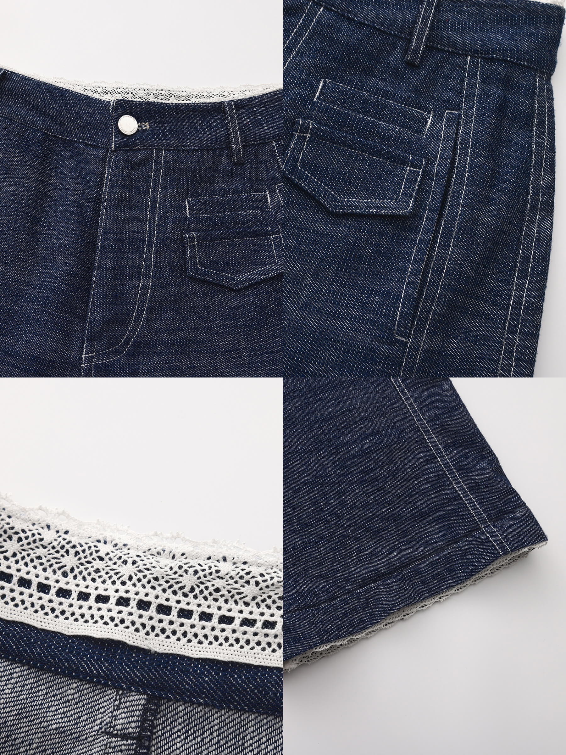 Linen-Cotton Lace Wide-Leg Straight Jeans - Image 10