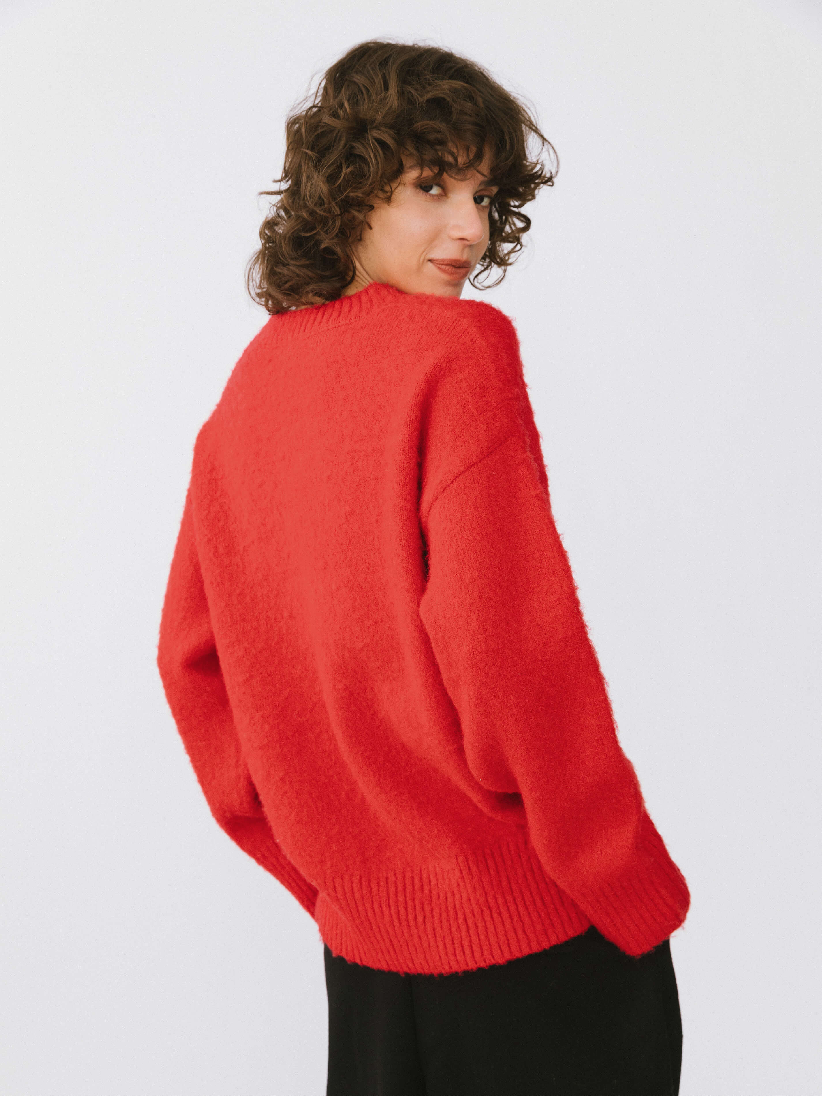 Loose Fit Color Block Jacquard Sweater - Image 6