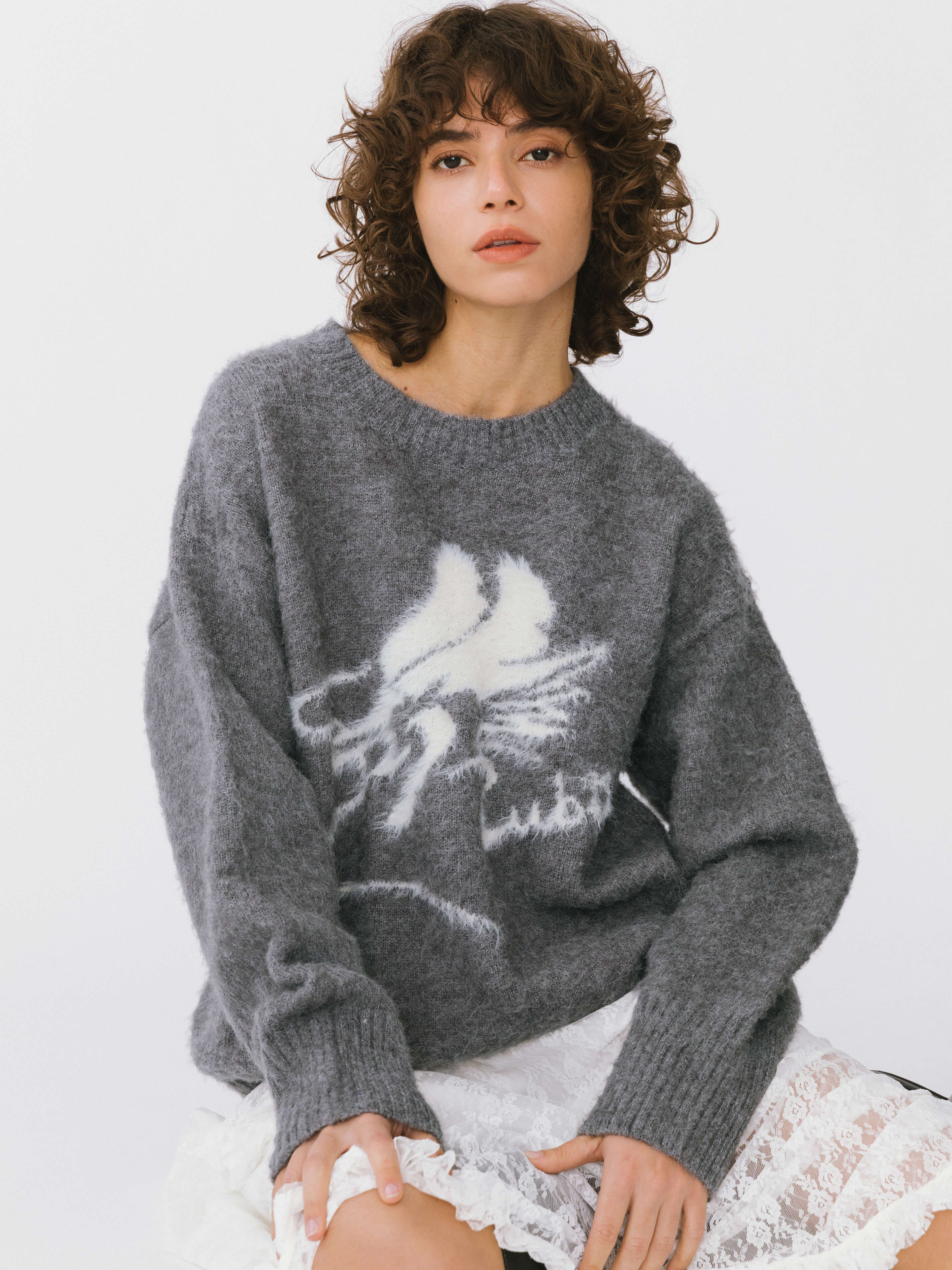 Loose Fit Color Block Jacquard Sweater - Image 7