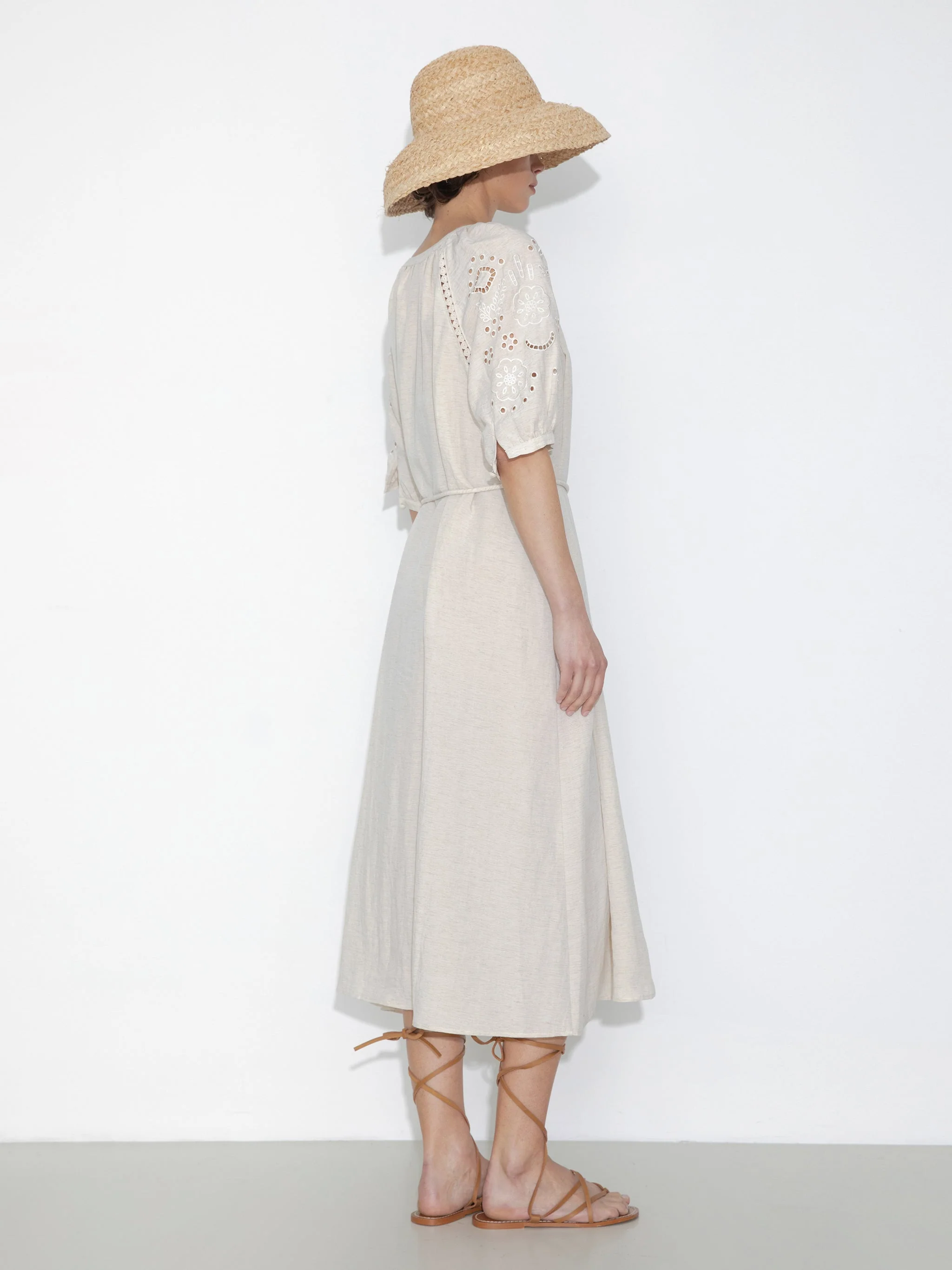 Loose-Fit Eyelet Embroidered Short-Sleeve Dress - Image 6
