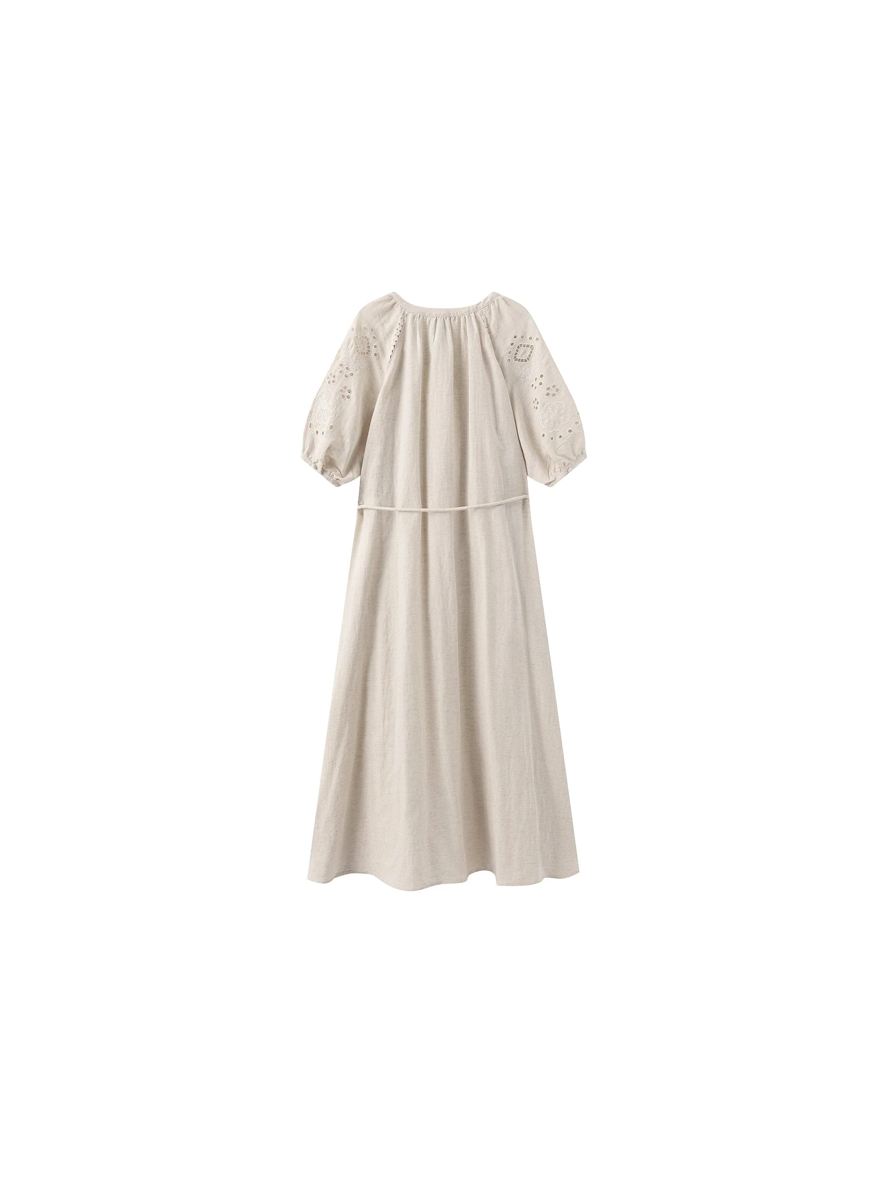 Loose-Fit Eyelet Embroidered Short-Sleeve Dress - Image 8