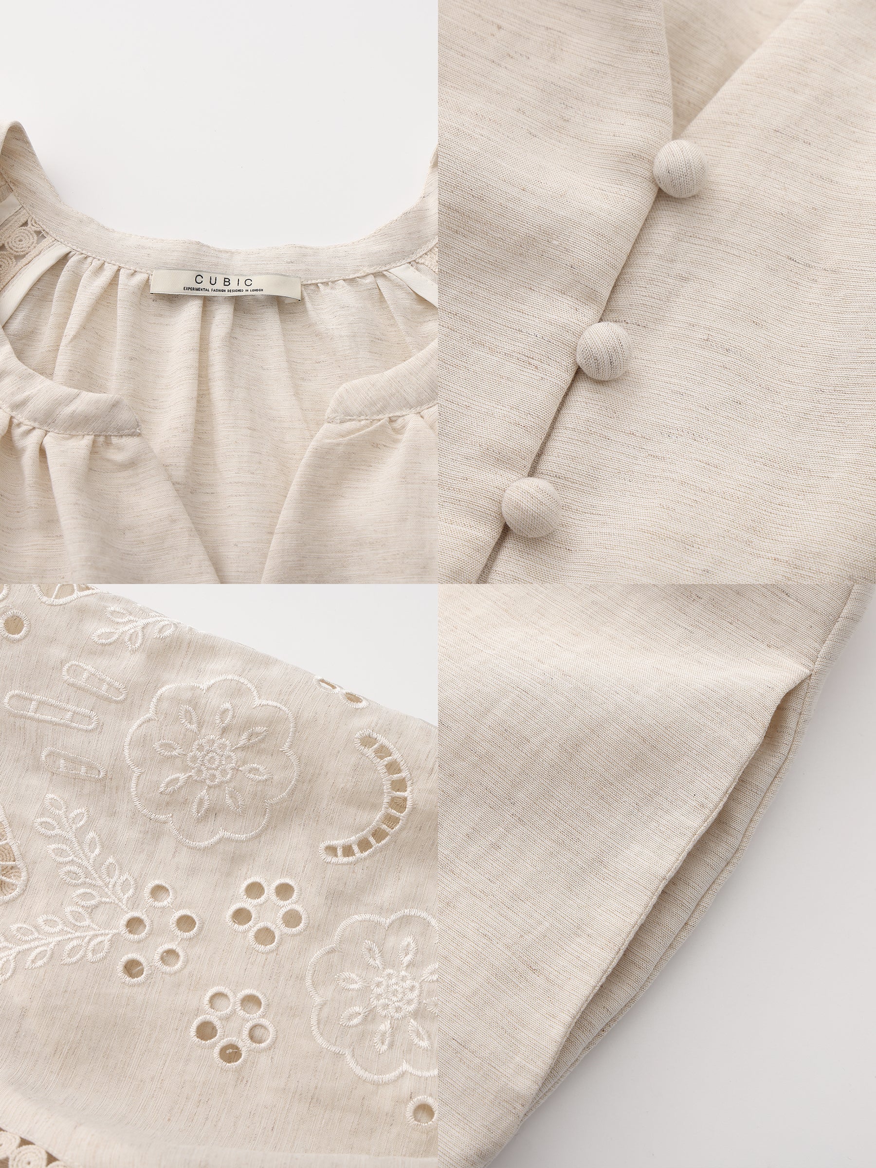 Loose-Fit Eyelet Embroidered Short-Sleeve Dress - Image 9