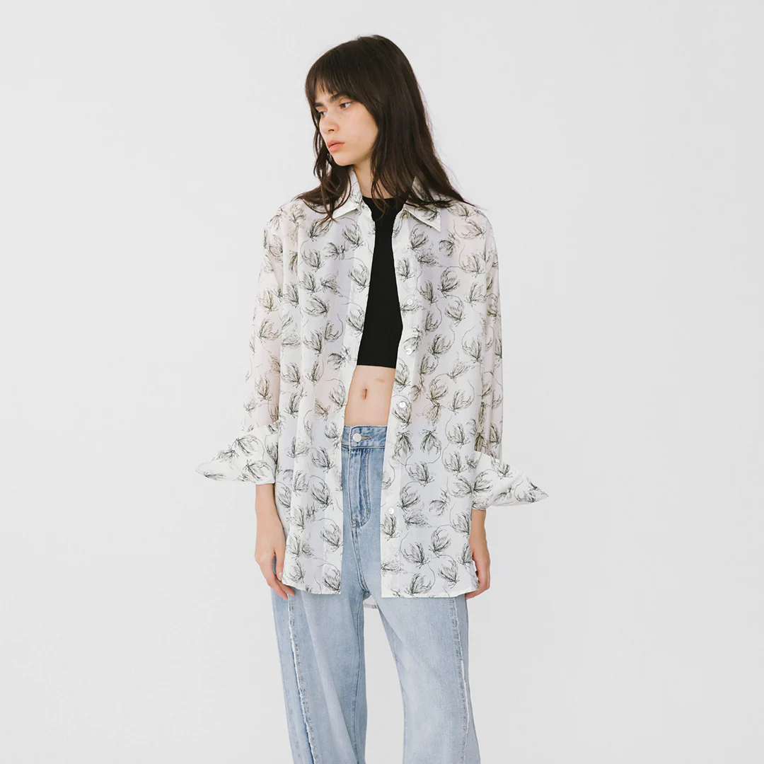 Loose Printed Sheer Shirt - Image 10