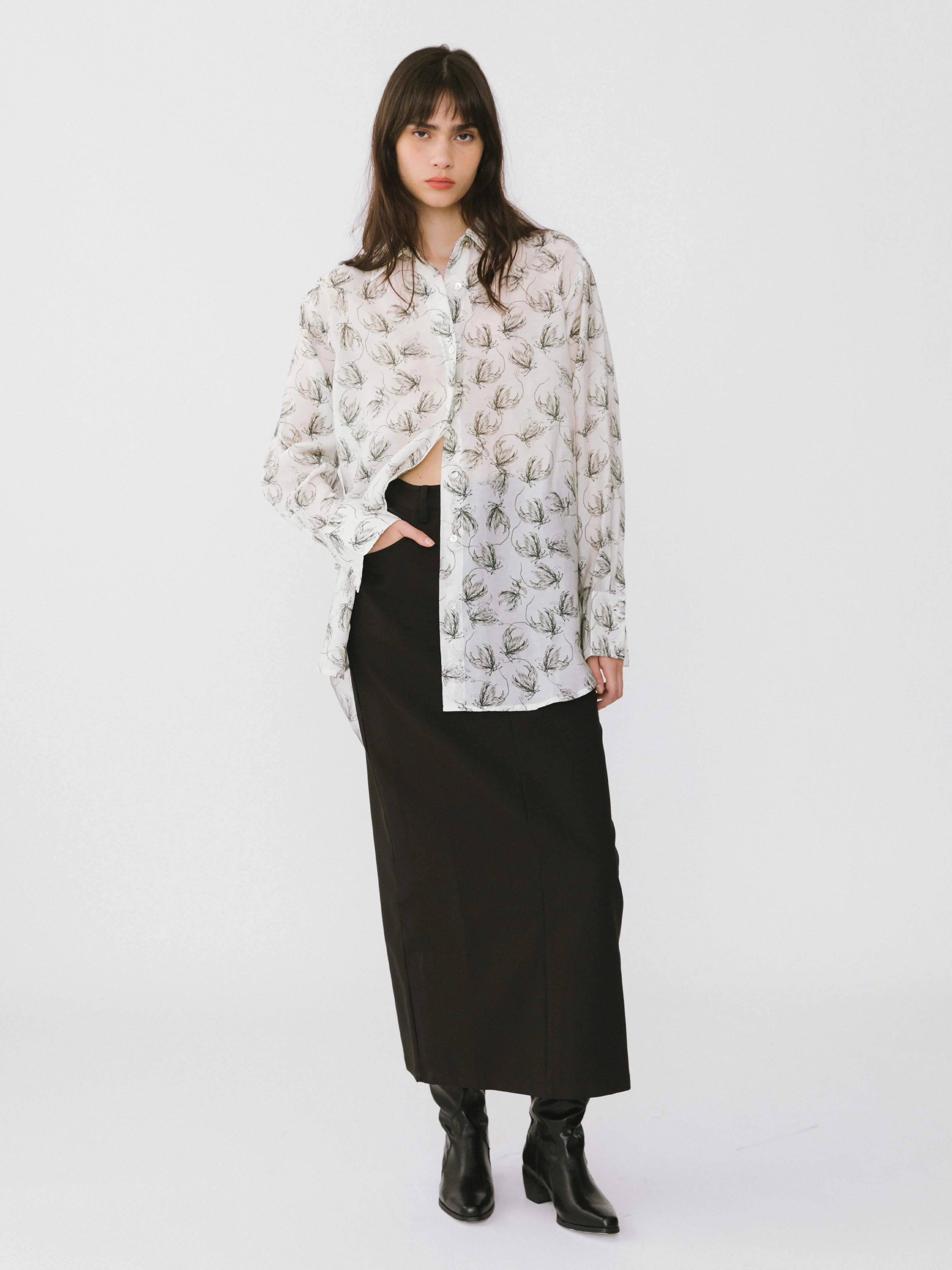 Loose Printed Sheer Shirt - Image 6