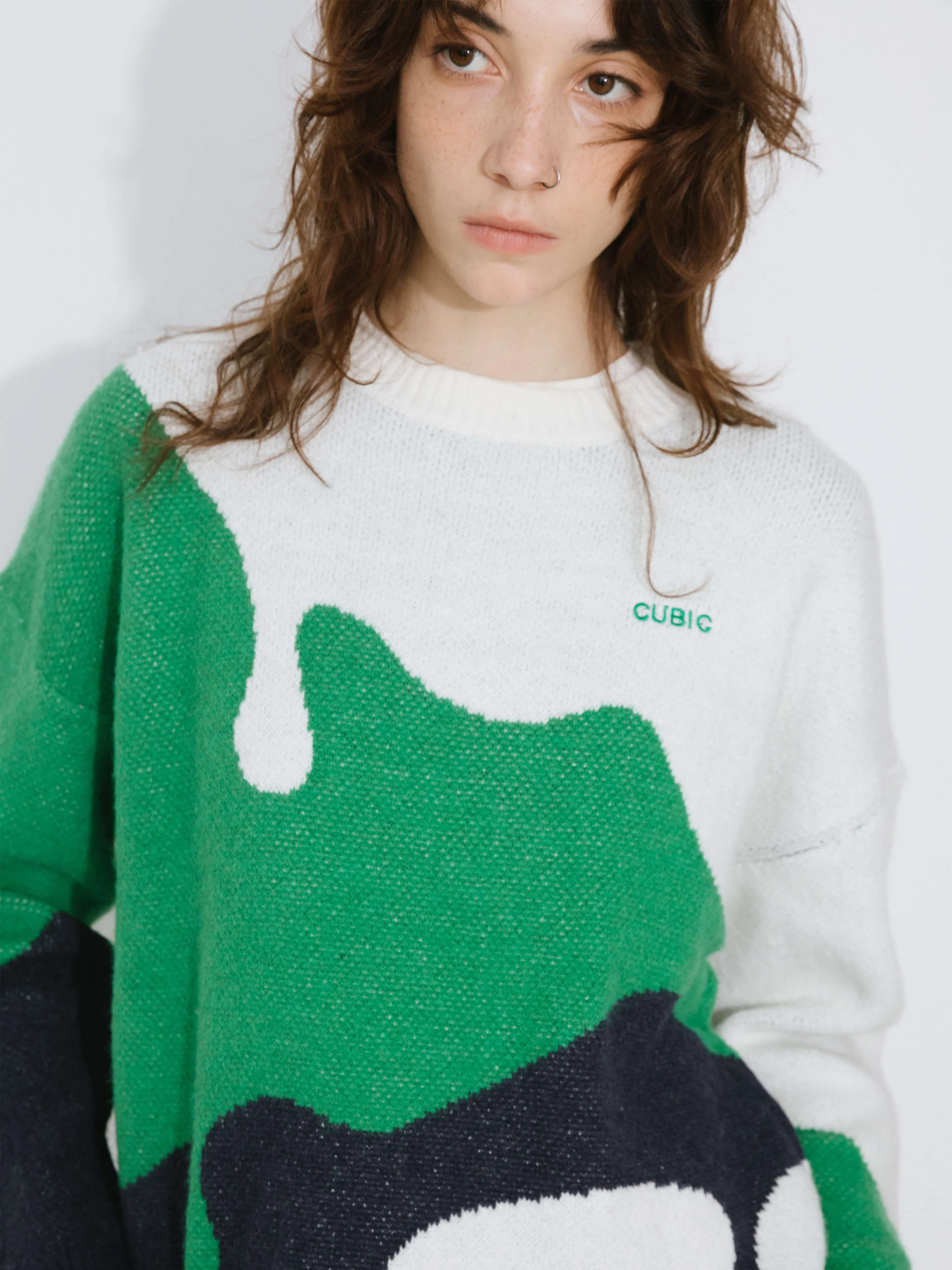 Melting Colour Block Oversized Knit Sweater - Image 3