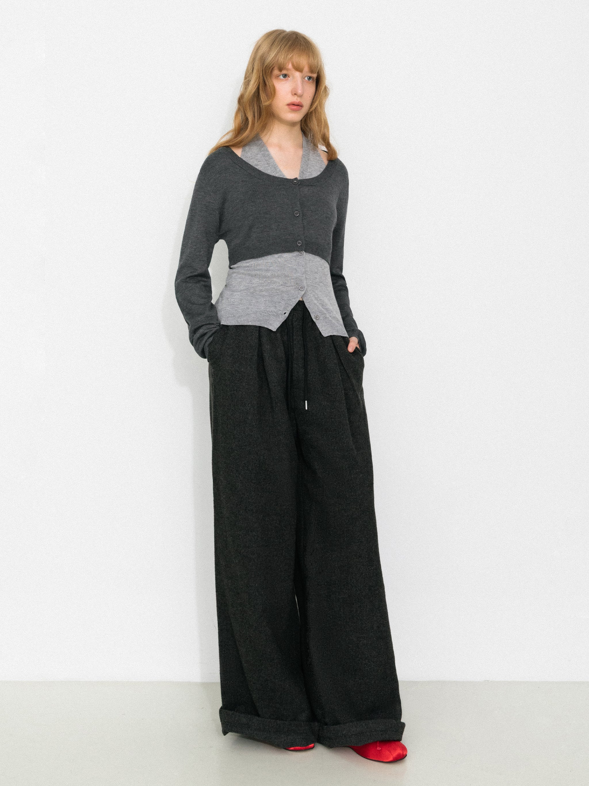 Minimal Color-Block Halter Two-Piece Top - Image 5