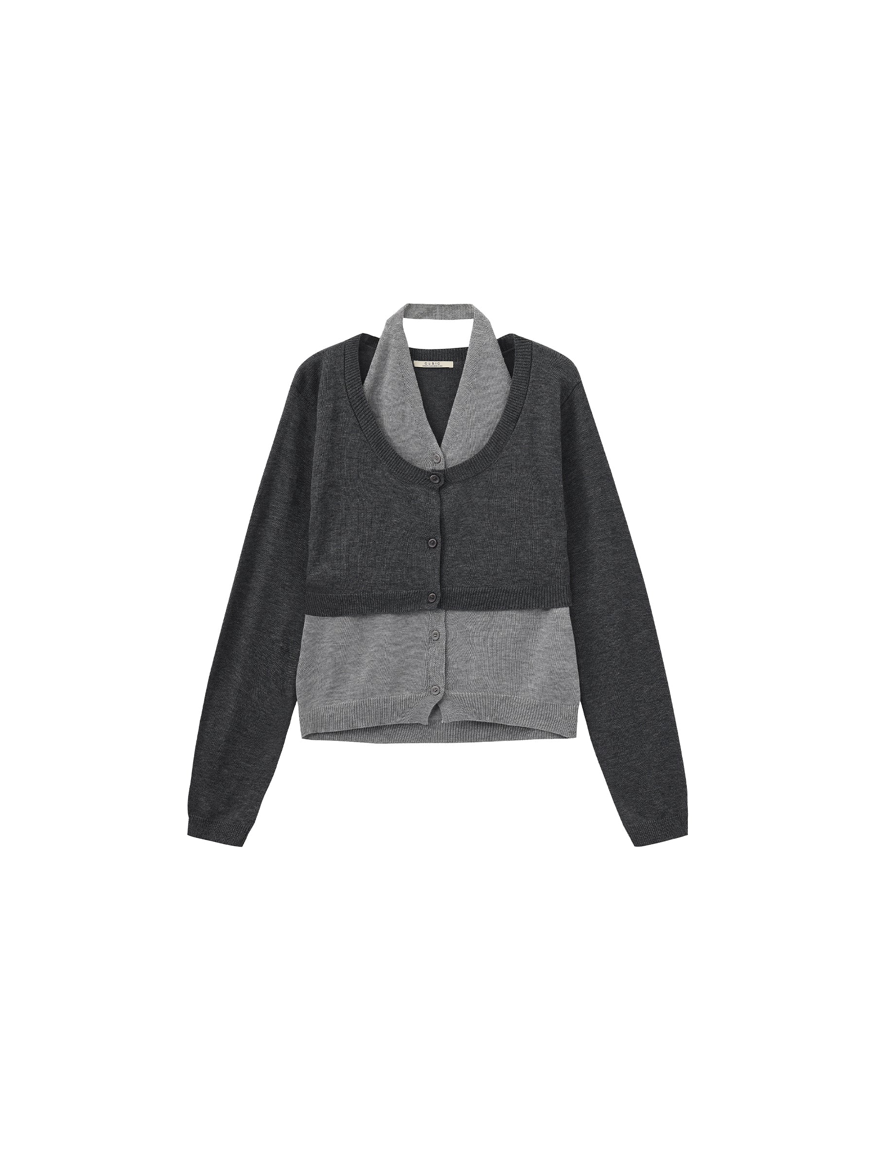 Minimal Color-Block Halter Two-Piece Top - Image 7