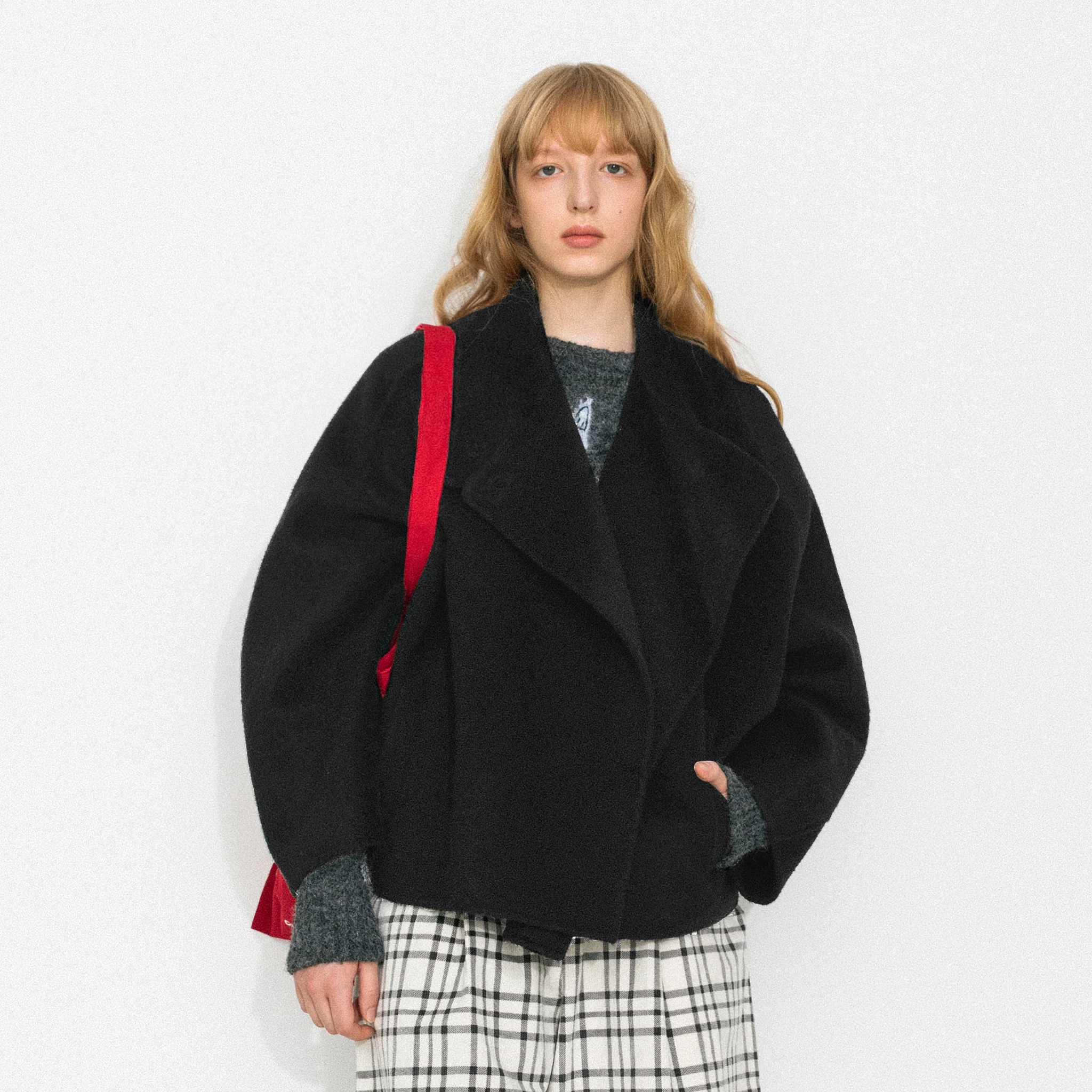 100% Wool Casual Stand-Collar Cropped Jacket - Image 3
