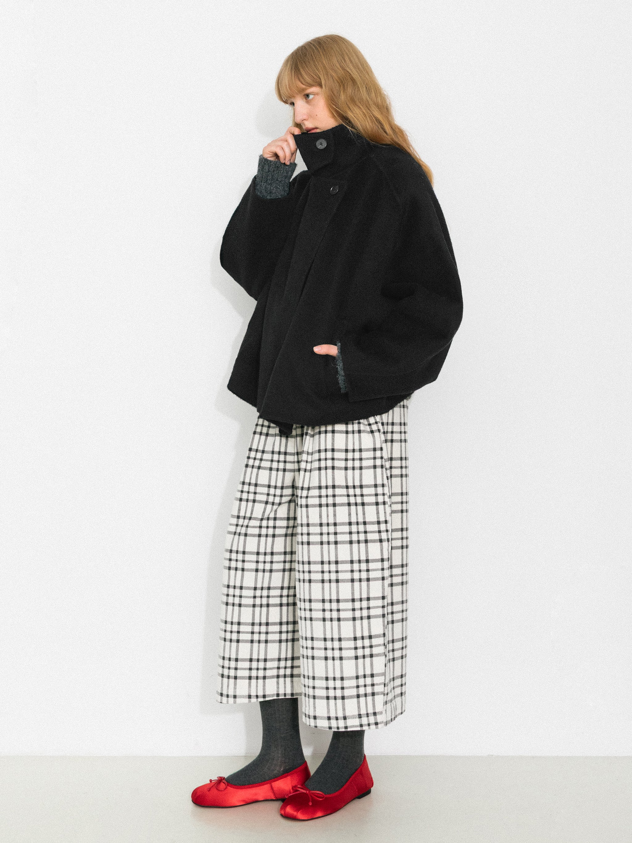 100% Wool Casual Stand-Collar Cropped Jacket - Image 5