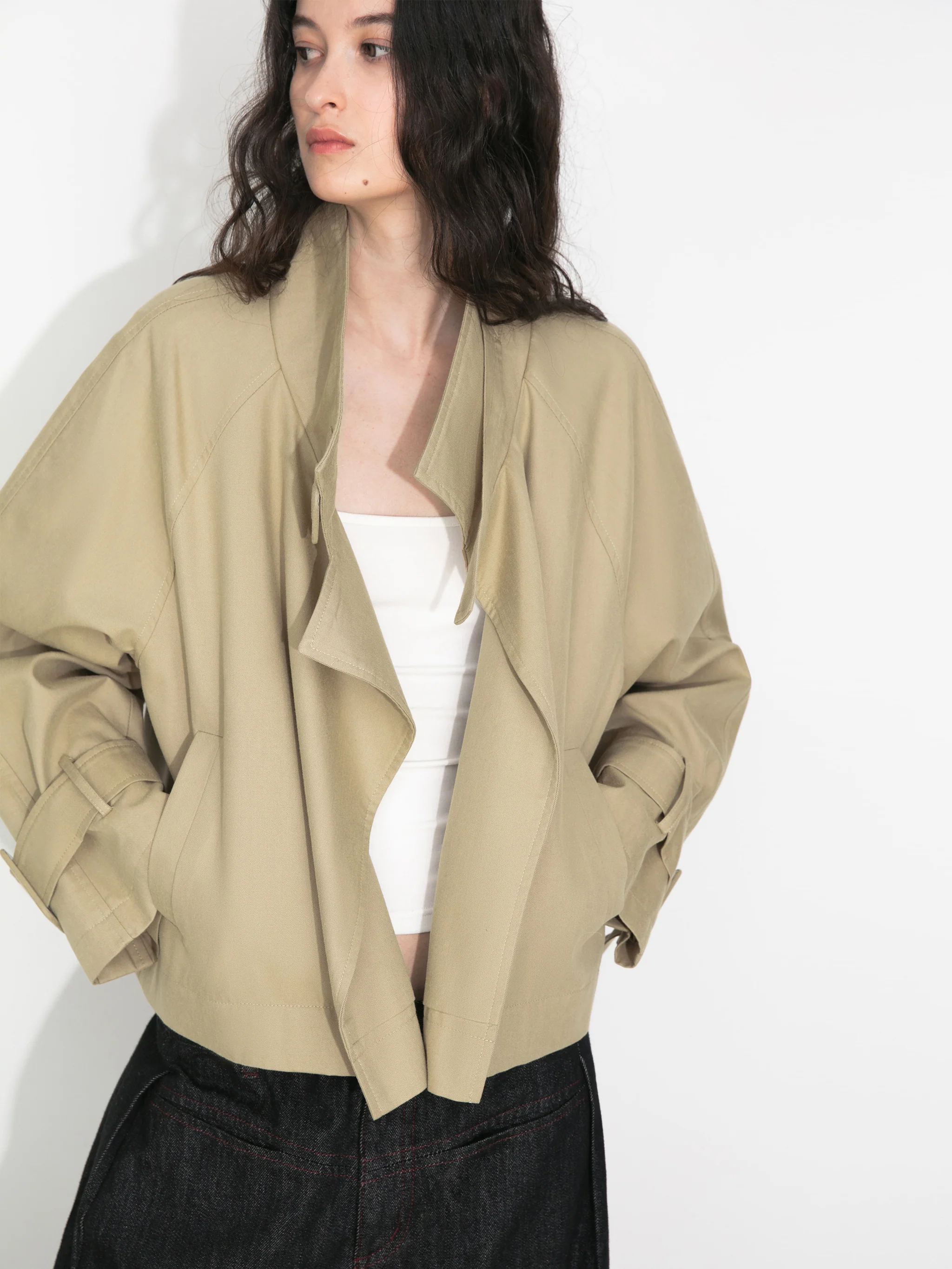 Overlay Cropped Trench Coat - Image 7