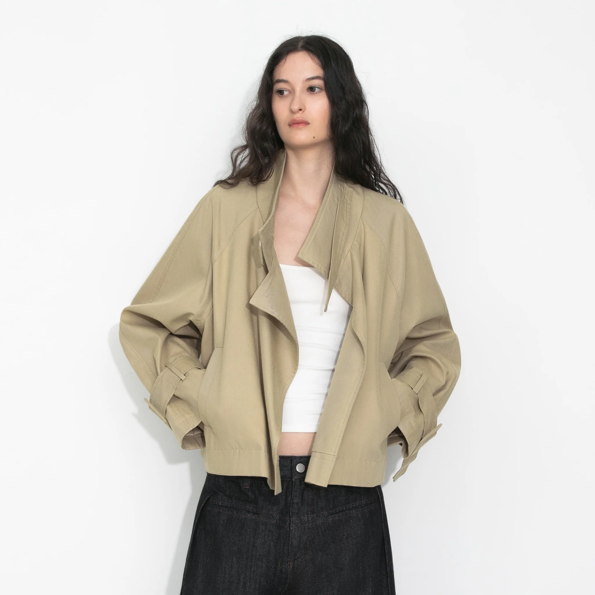 Overlay Cropped Trench Coat - Image 9